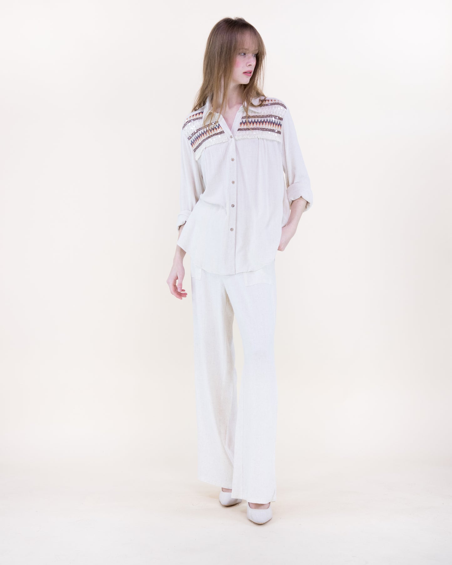 Bella Costa Woven Yoke Blouse