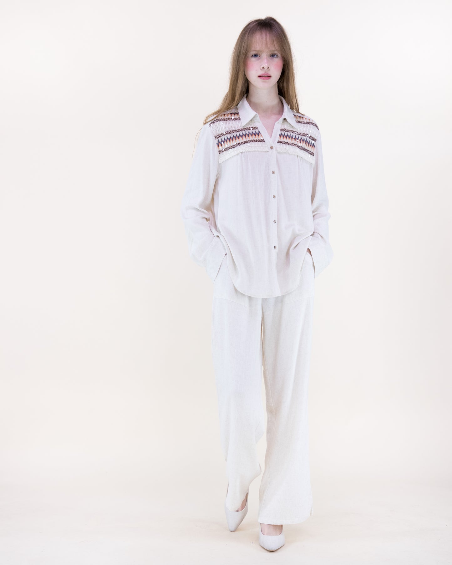 Bella Costa Woven Yoke Blouse
