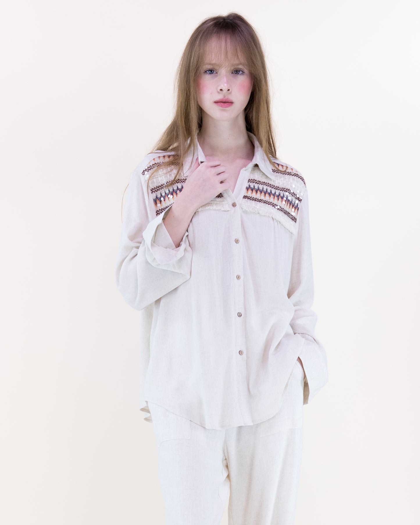 Bella Costa Woven Yoke Blouse