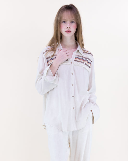 Bella Costa Woven Yoke Blouse
