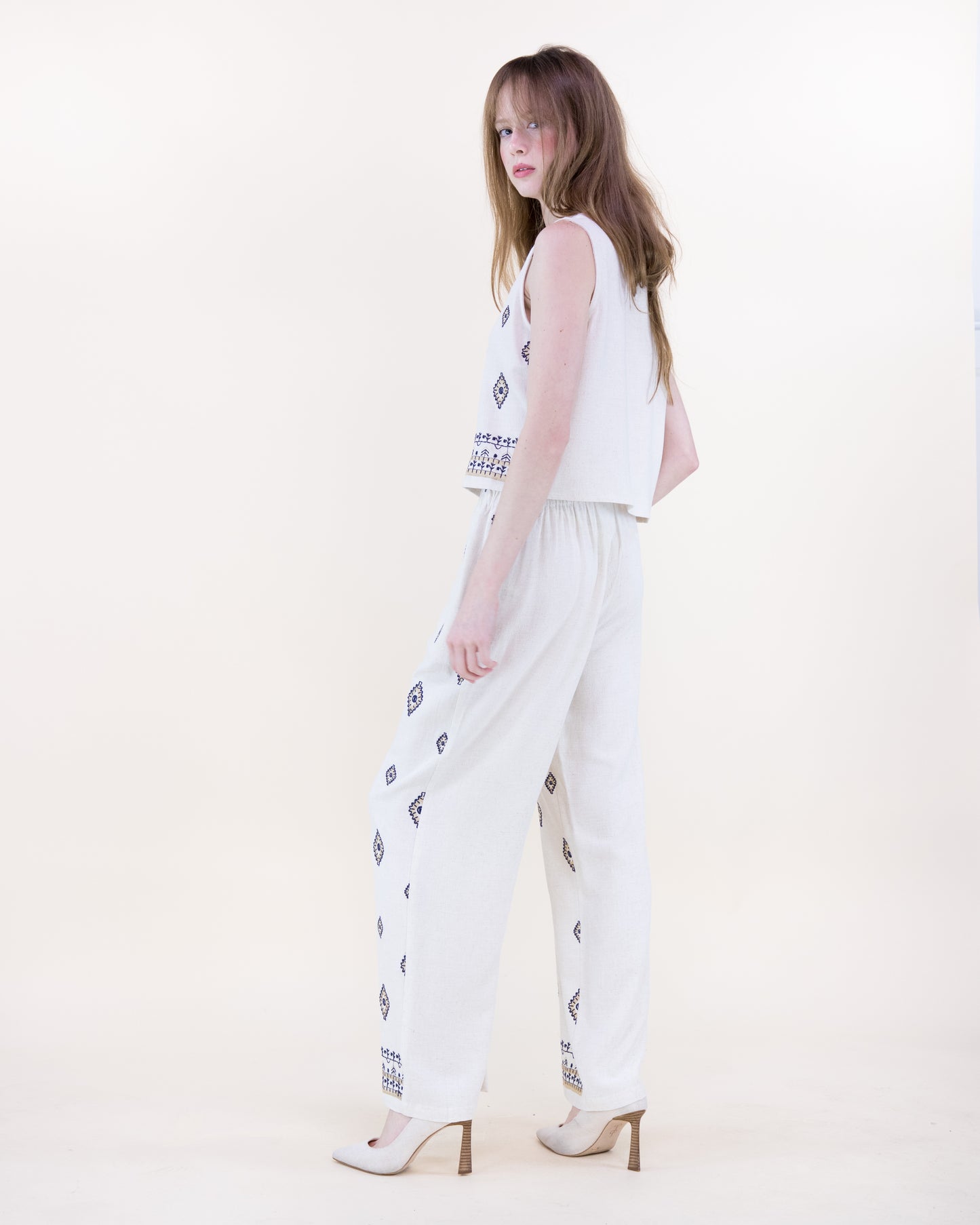 Diamante Embroidered Front Tie Vest