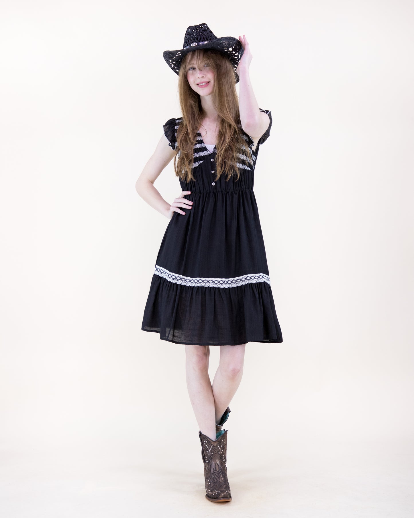 Artisan Smocked Butterfly Sleeve Midi Dress