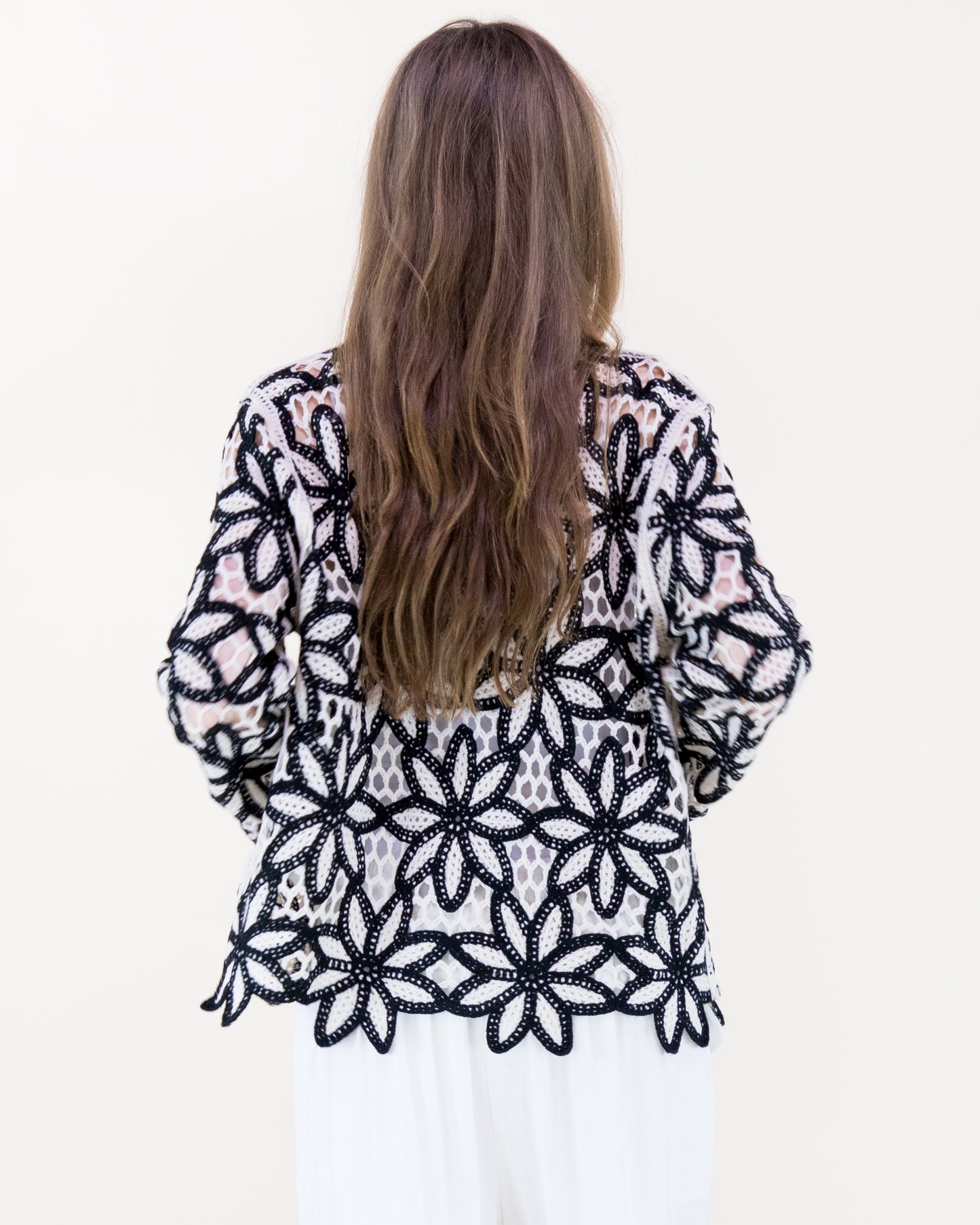 Guipure Flower Lace Long Sleeve Crochet Top