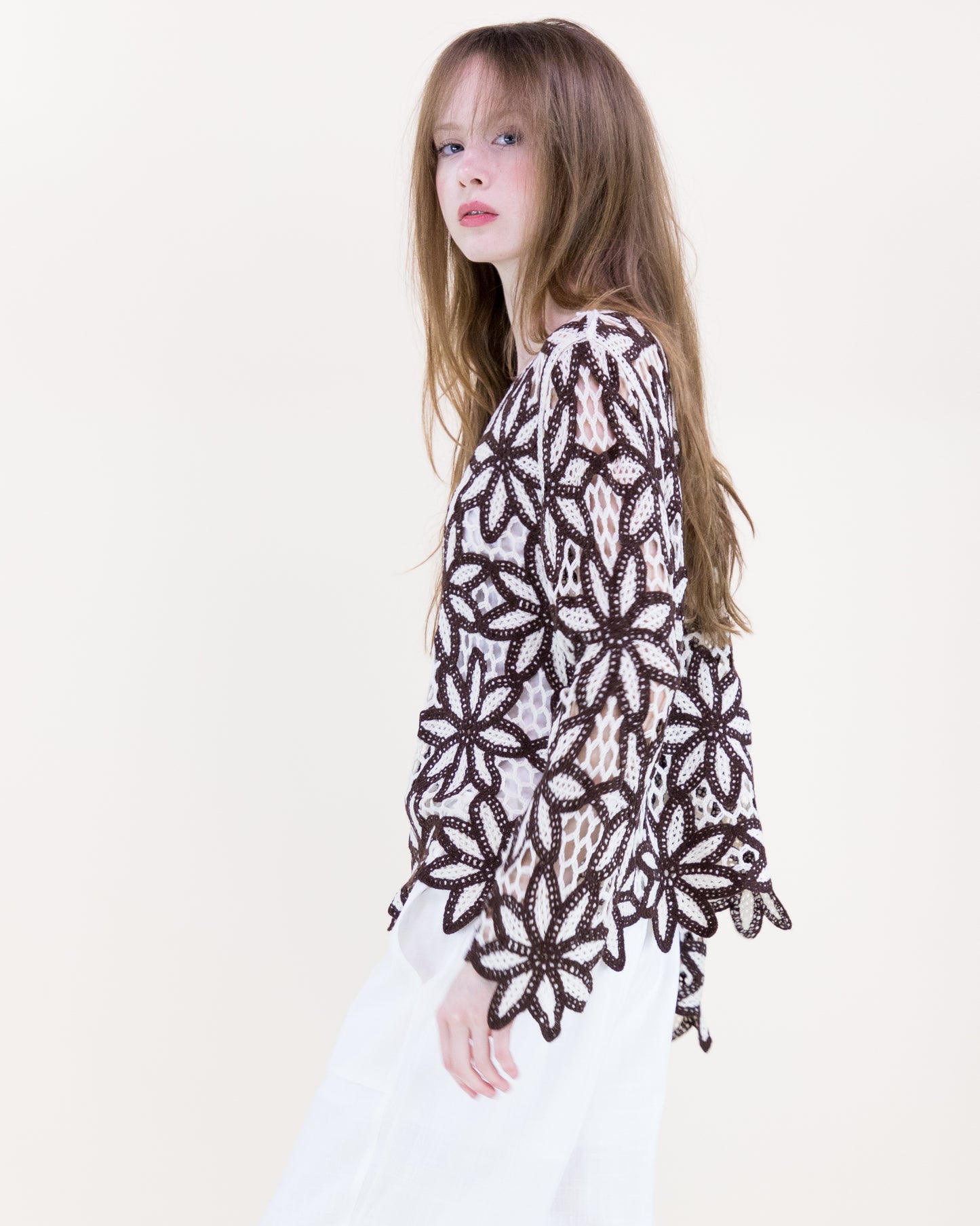 Guipure Flower Lace Long Sleeve Crochet Top