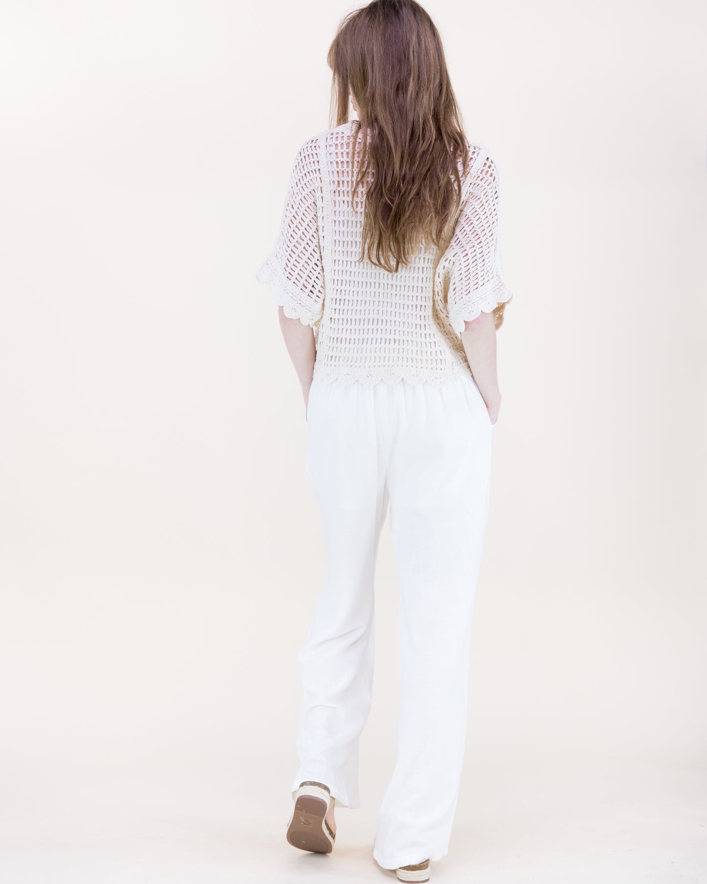 Spring Medallion Crochet Lace Bat Wing Top