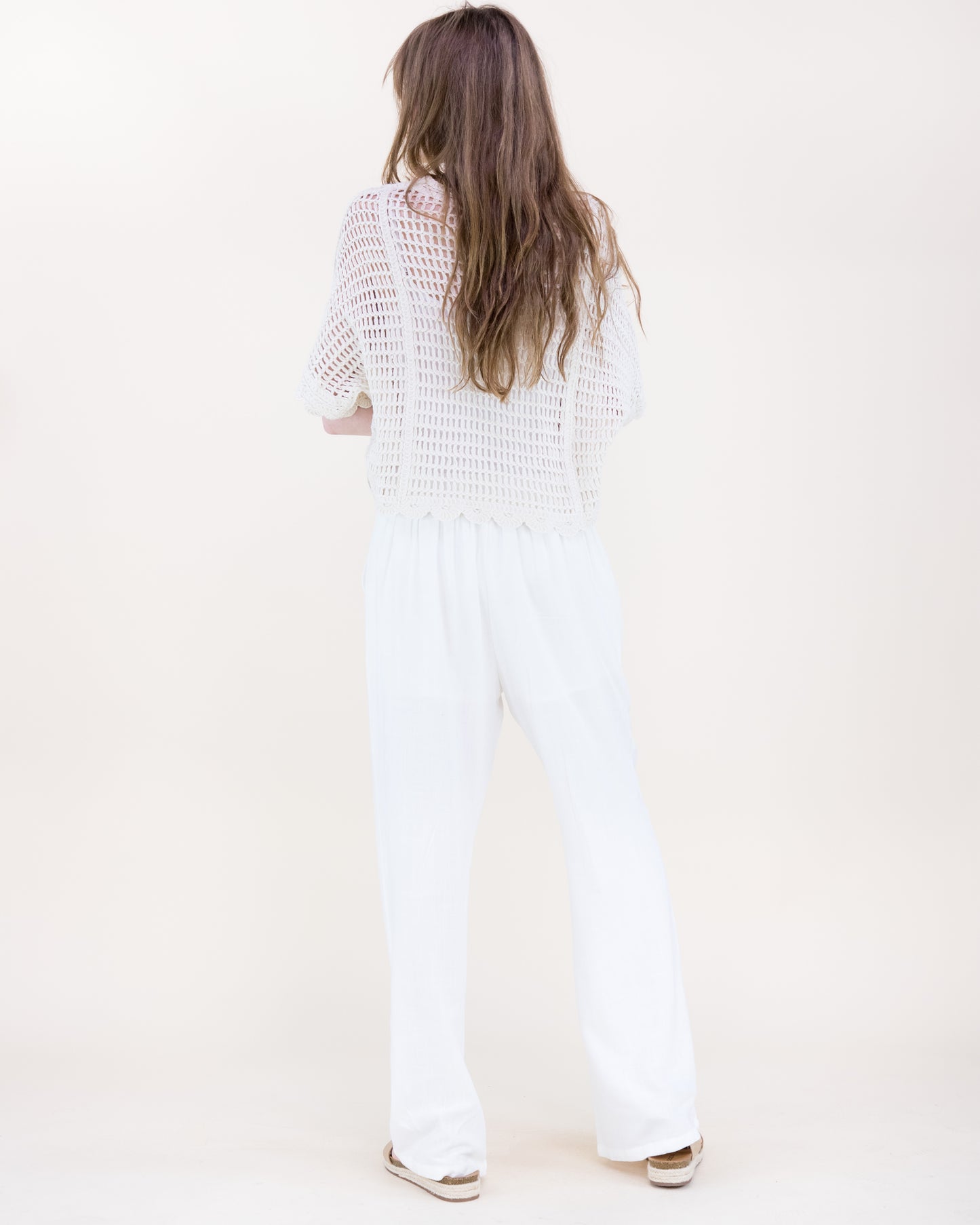 Spring Medallion Crochet Lace Bat Wing Top