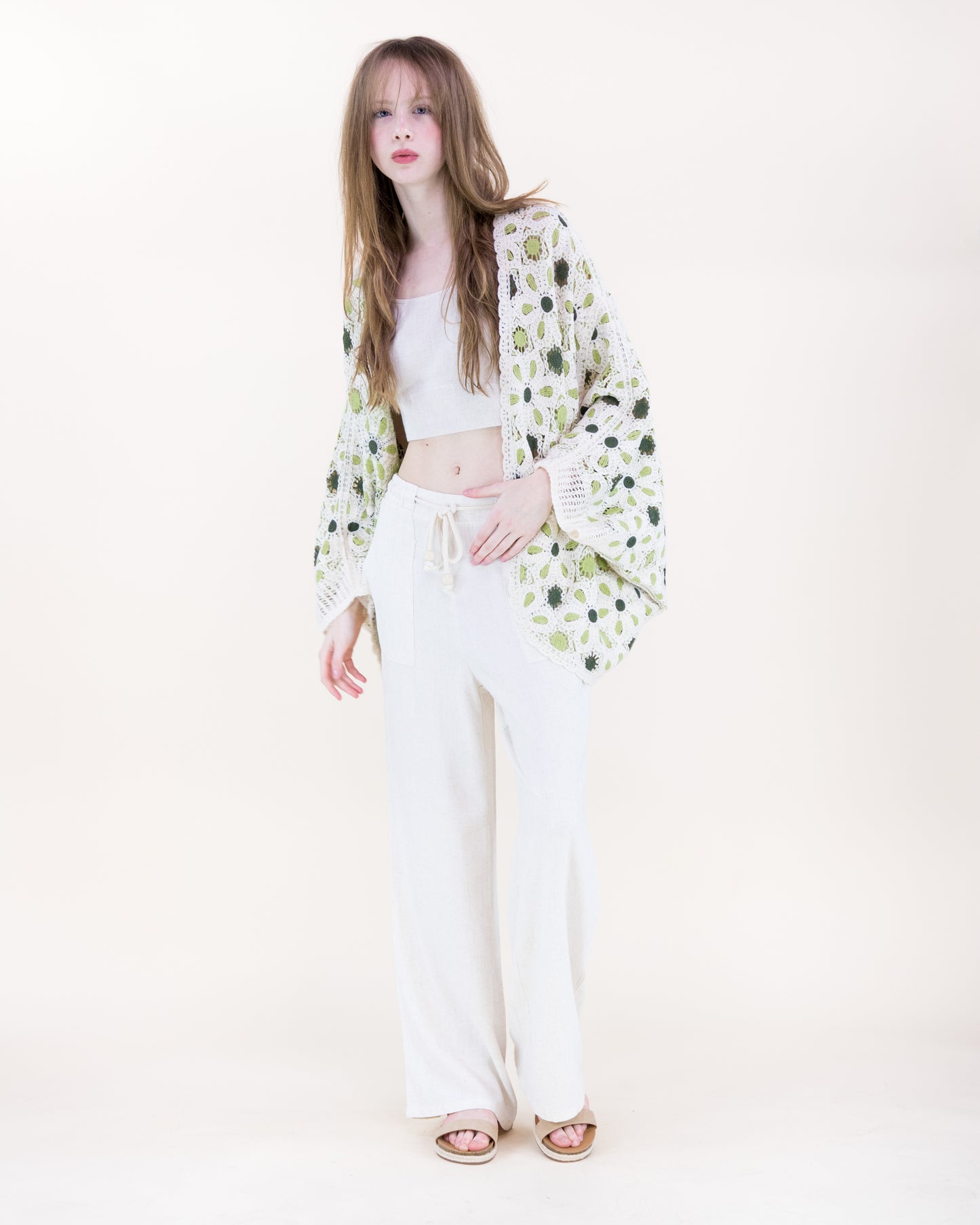 Floral Loom Crochet Lace Bat Wing Cardigan