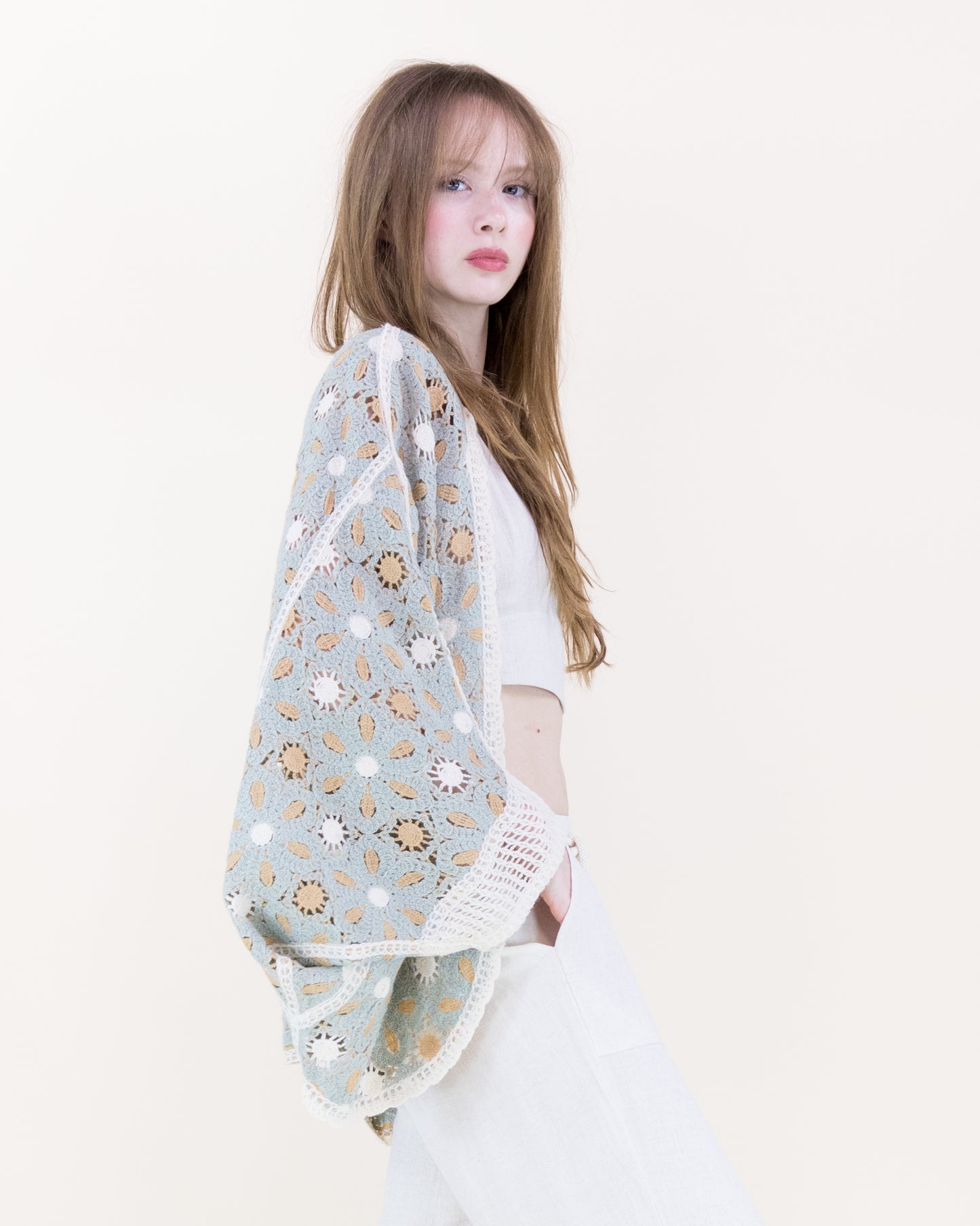 Floral Loom Crochet Lace Bat Wing Cardigan