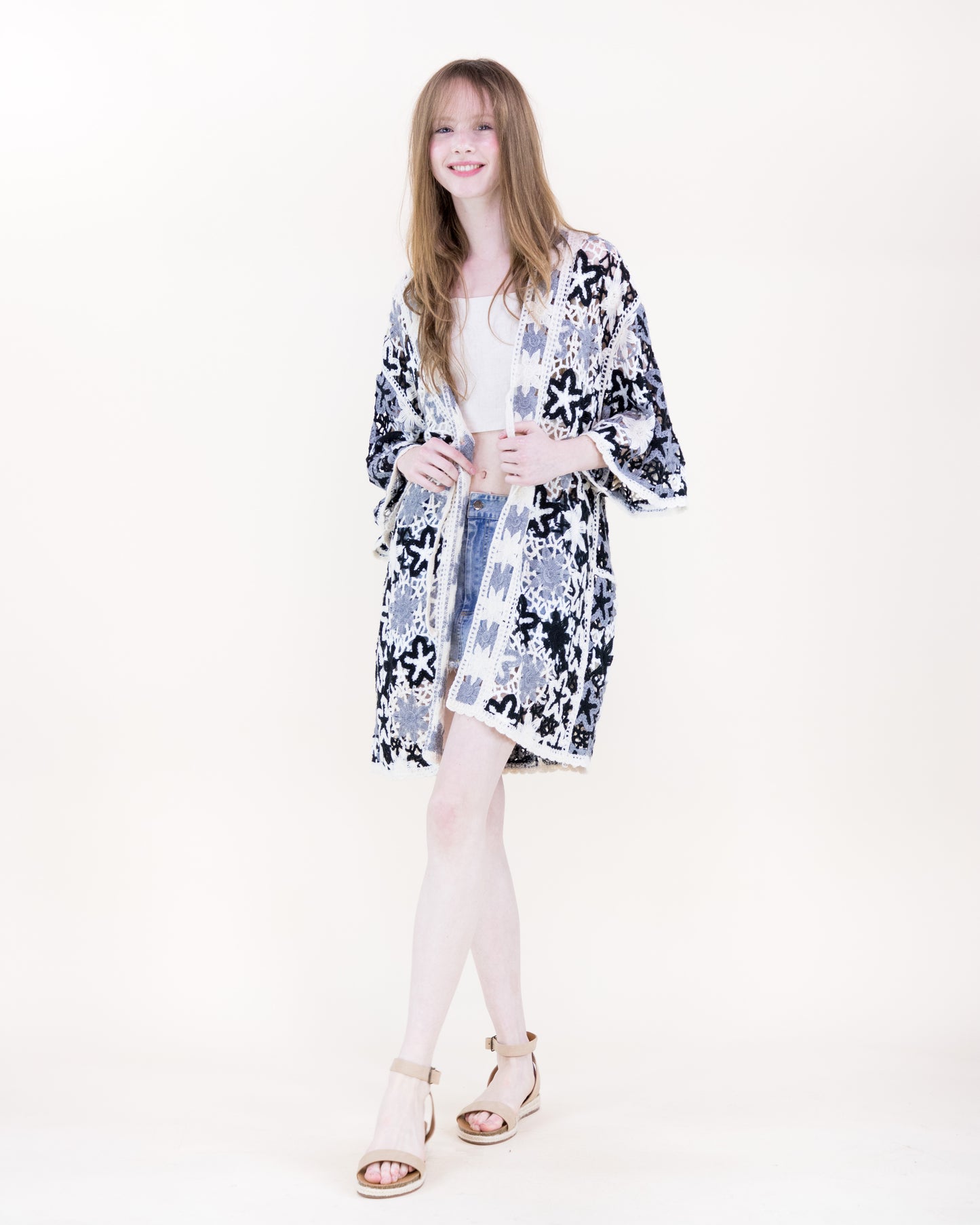 Boho Starfish Front-tie Kimono
