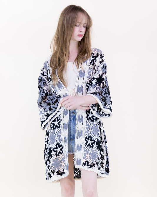 Boho Starfish Front-tie Kimono
