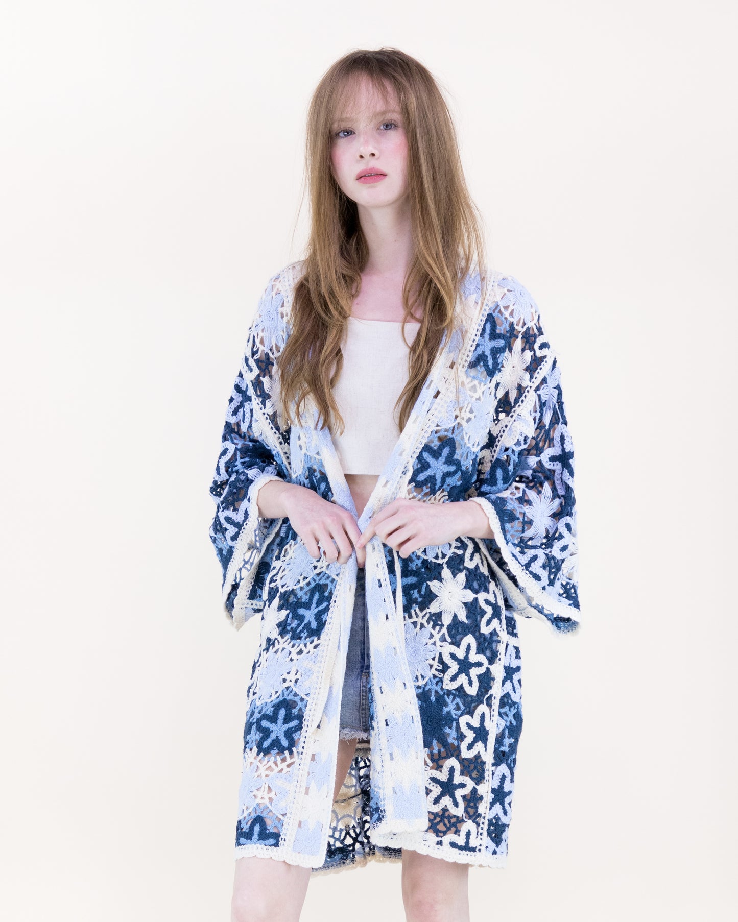 Boho Starfish Front-tie Kimono