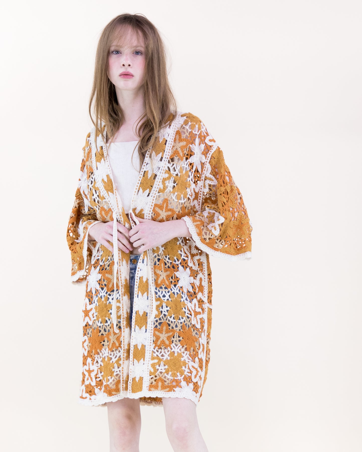 Boho Starfish Front-tie Kimono