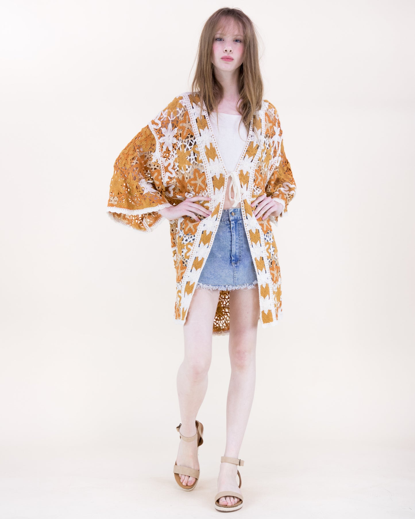 Boho Starfish Front-tie Kimono