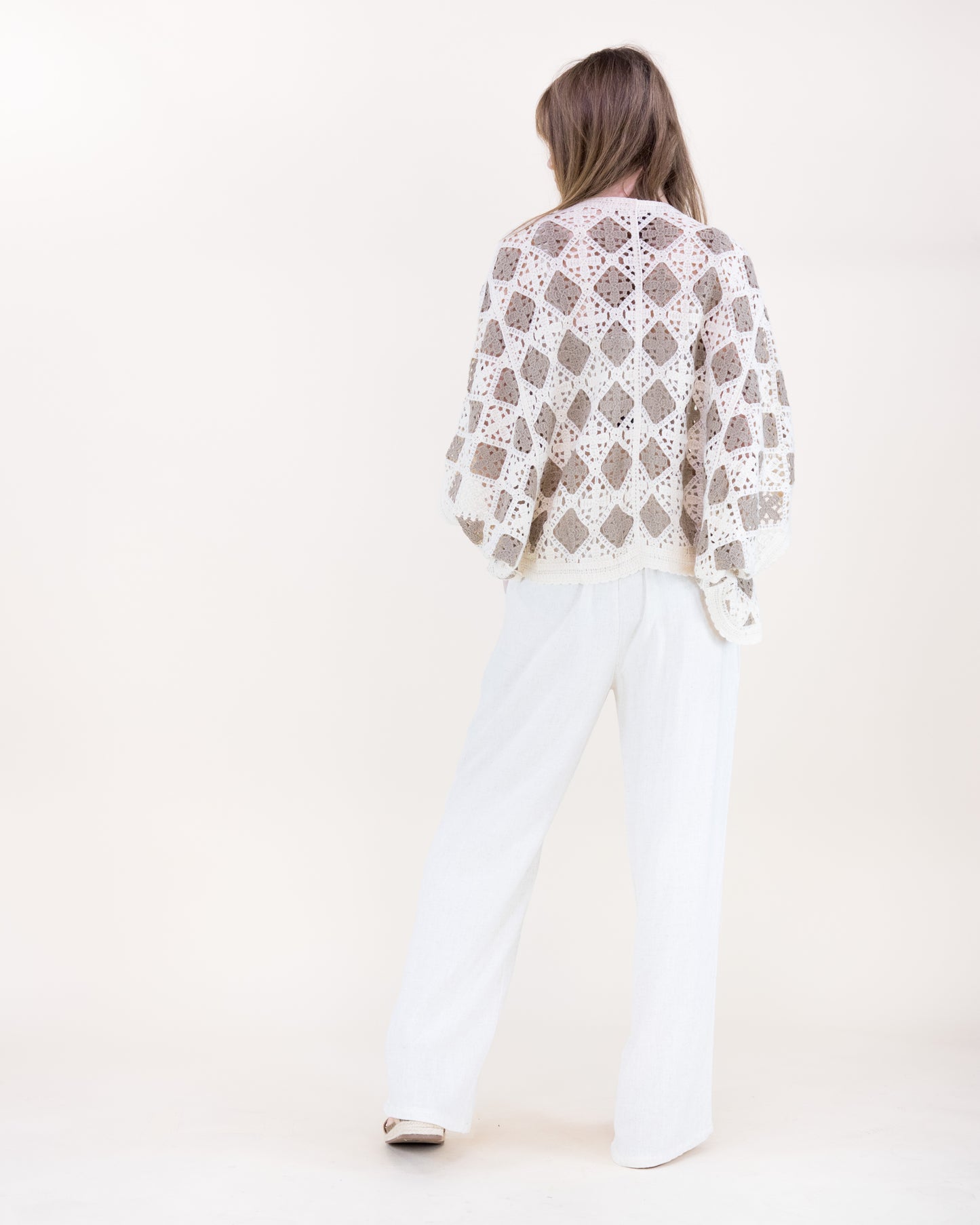 Airy Diamond Open Stitch Crochet Cardigan