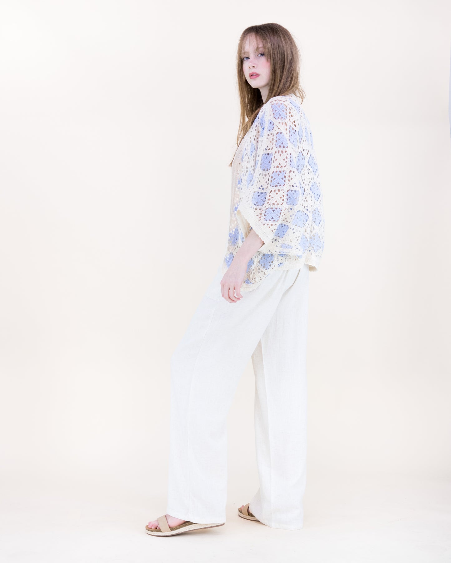 Airy Diamond Open Stitch Crochet Cardigan