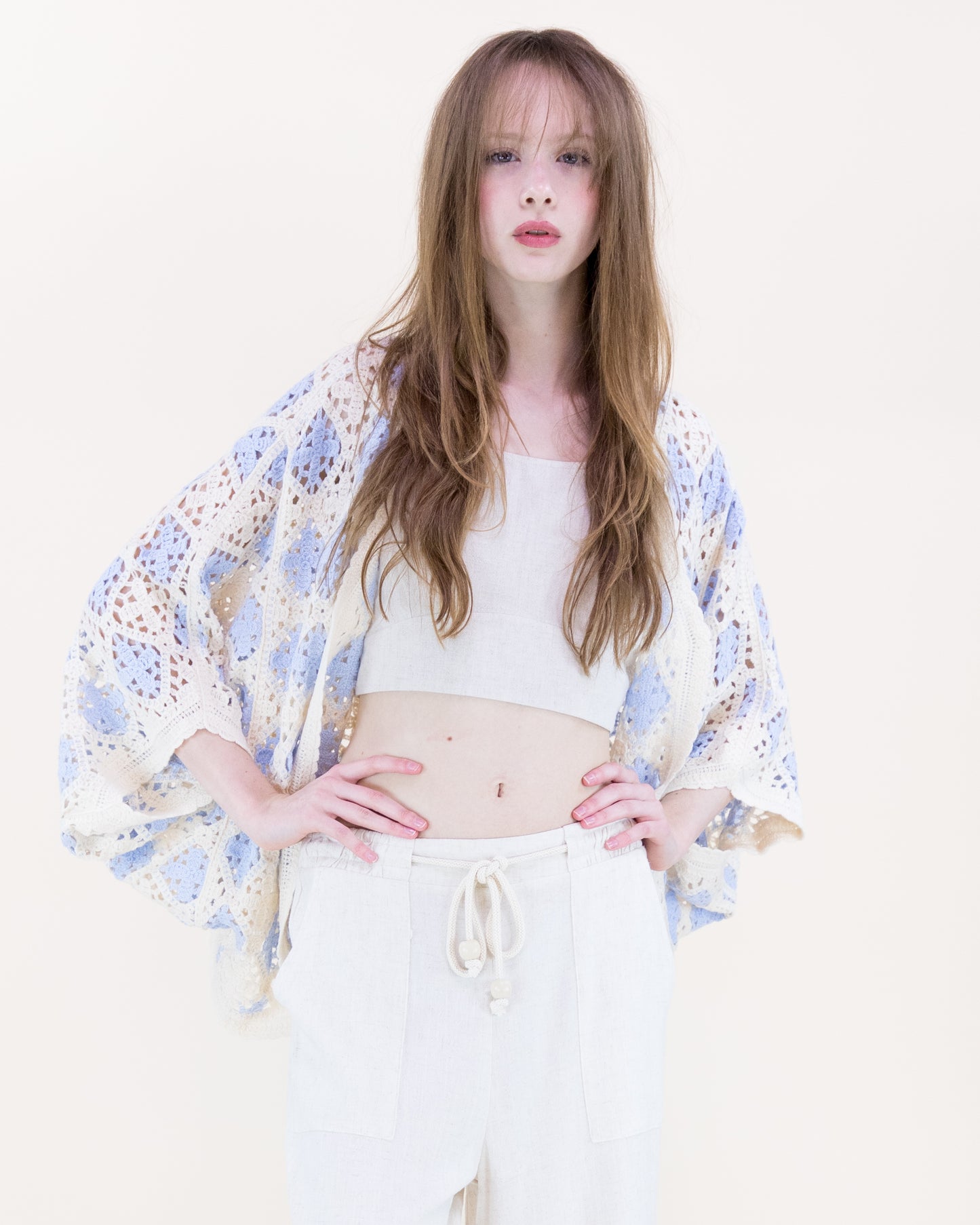 Airy Diamond Open Stitch Crochet Cardigan