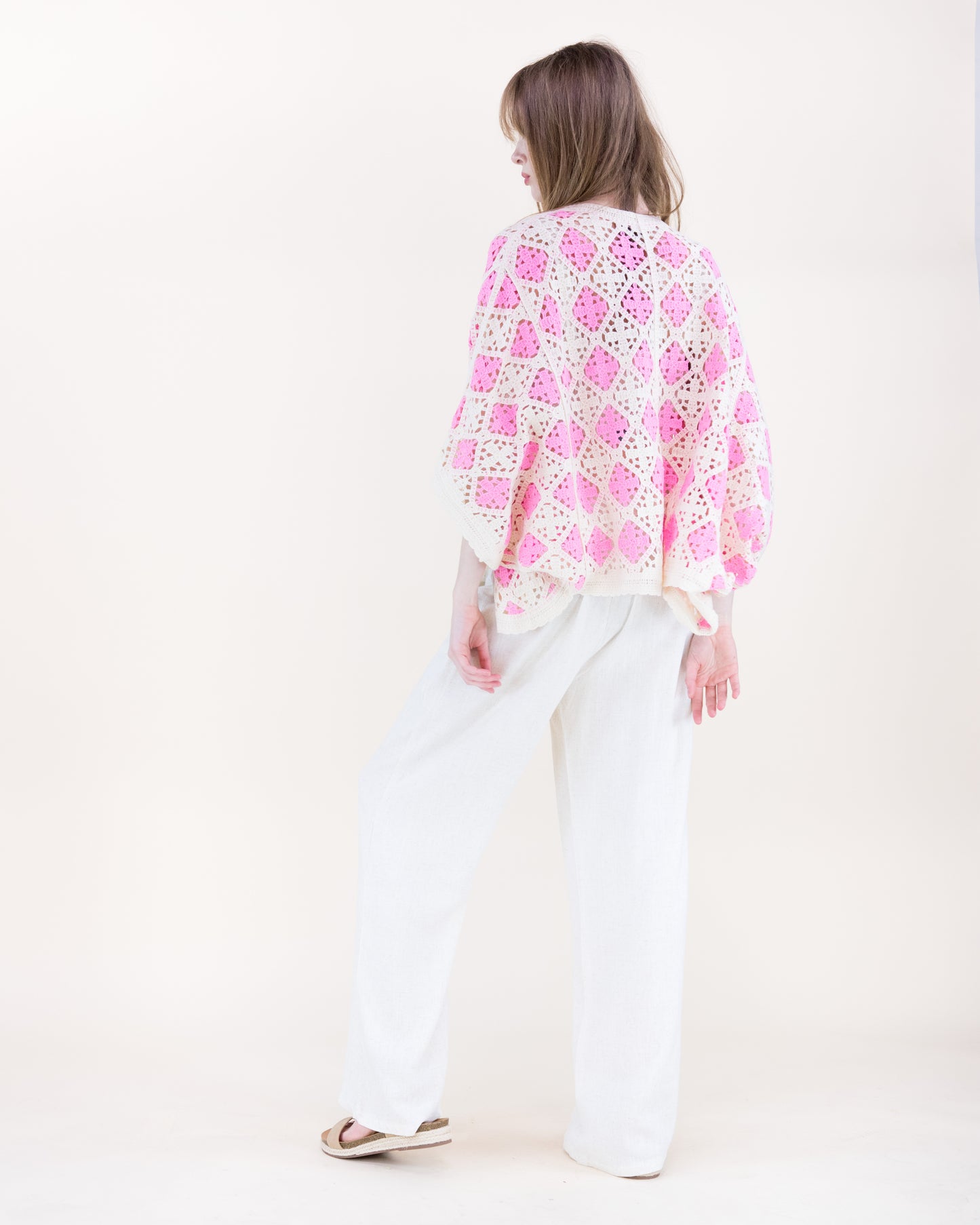 Airy Diamond Open Stitch Crochet Cardigan
