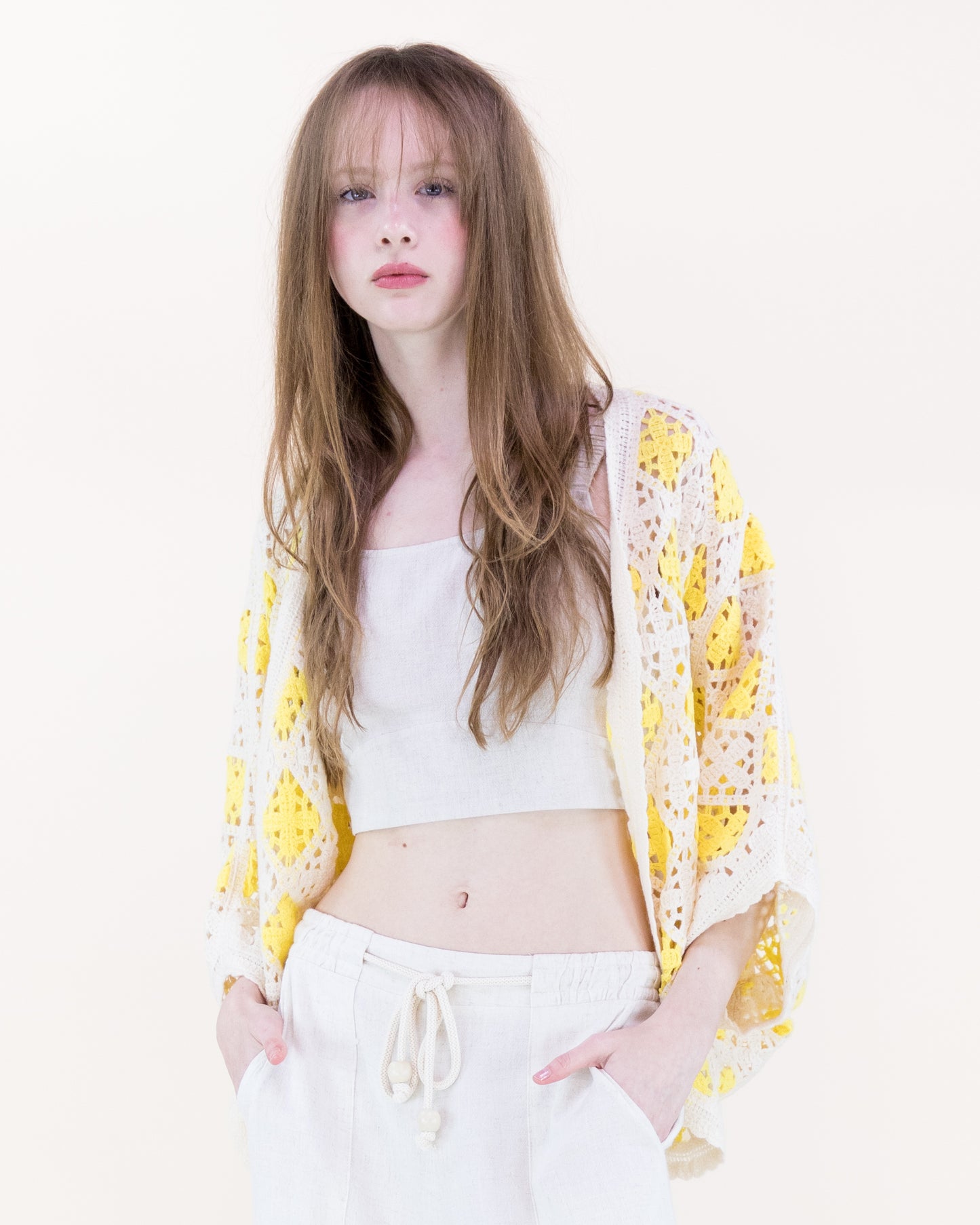 Airy Diamond Open Stitch Crochet Cardigan