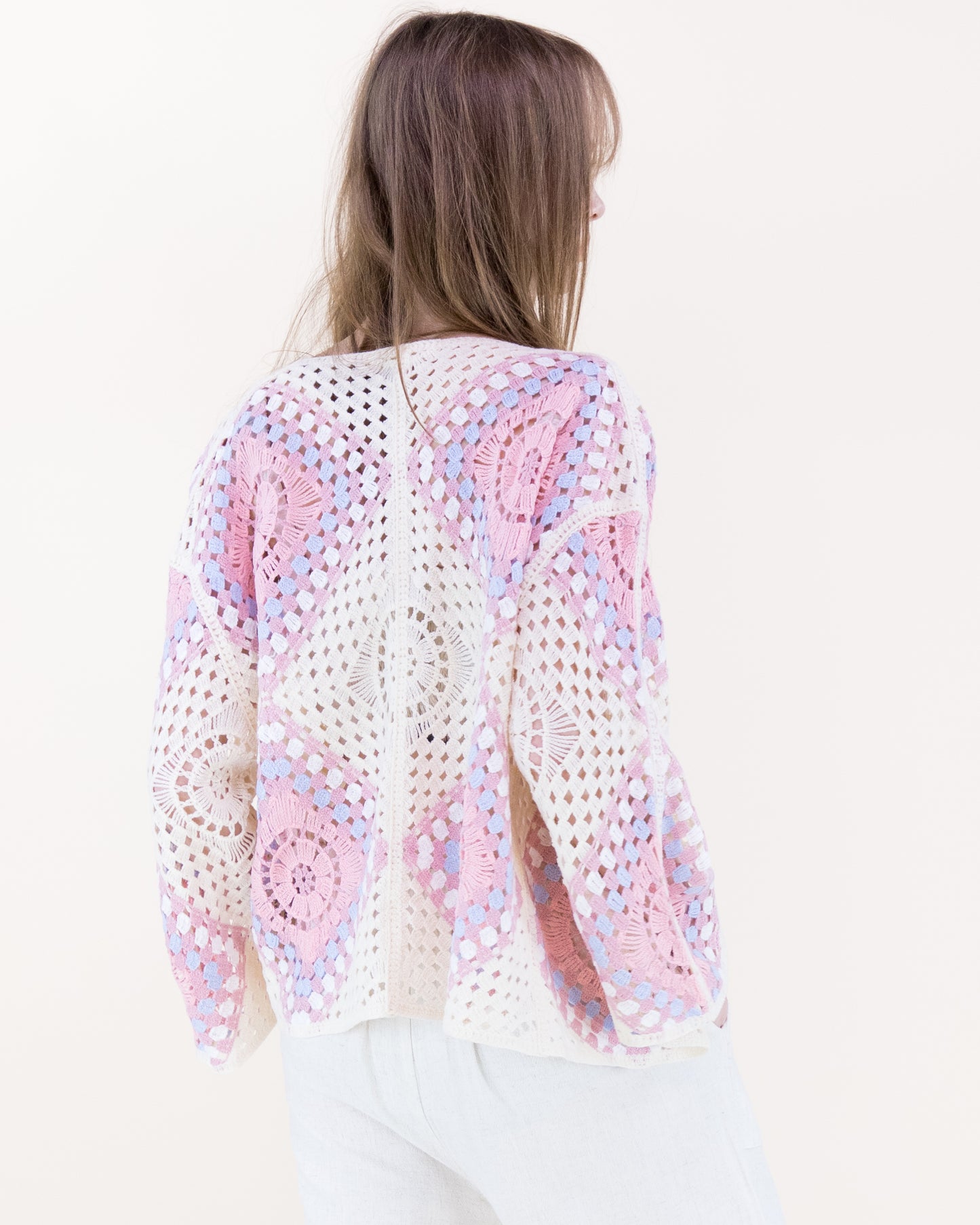 Sunburst Mosaic Open Stitch Long Sleeve Cardigan