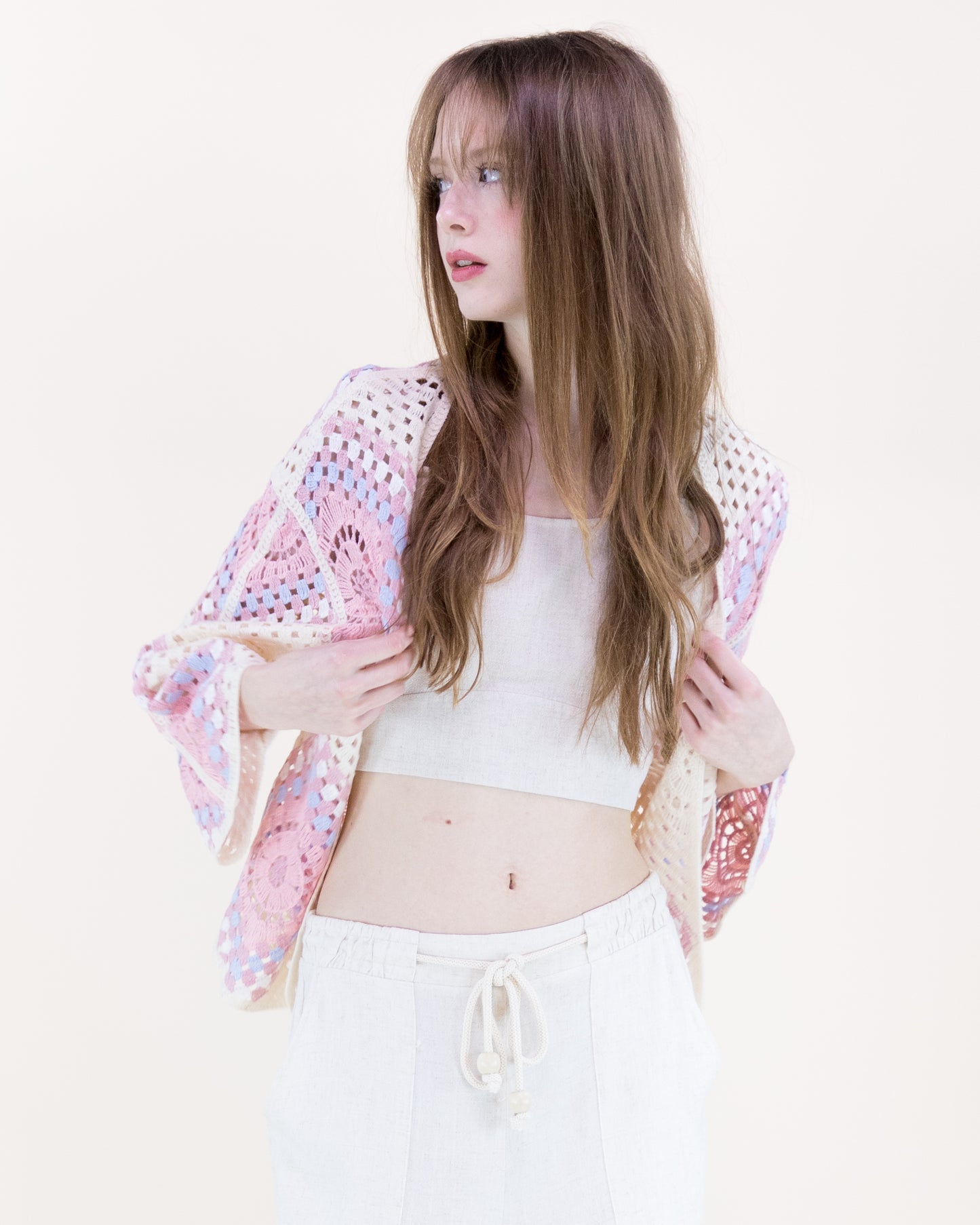 Sunburst Mosaic Open Stitch Long Sleeve Cardigan