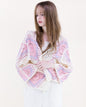 Sunburst Mosaic Open Stitch Long Sleeve Cardigan