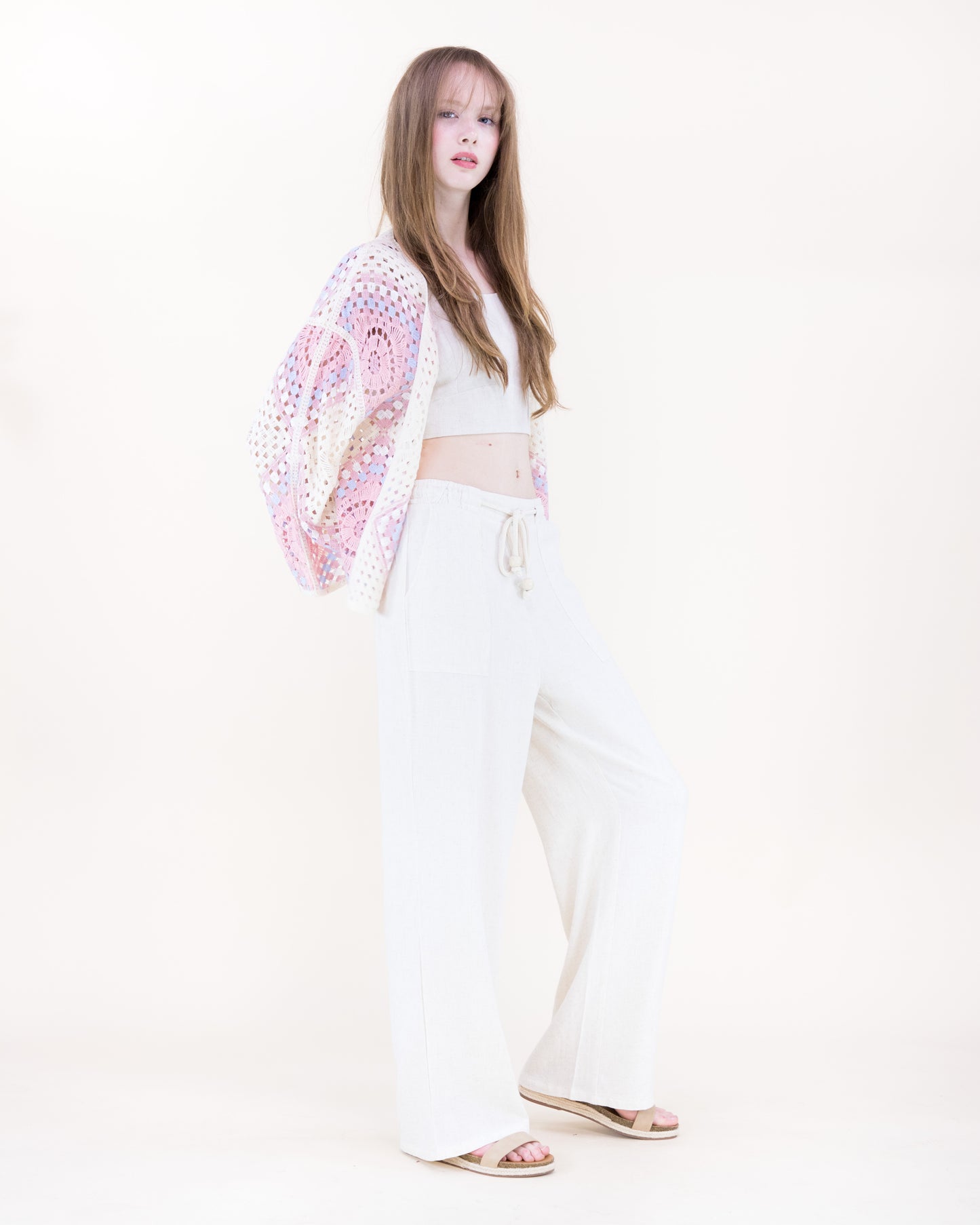 Sunburst Mosaic Open Stitch Long Sleeve Cardigan