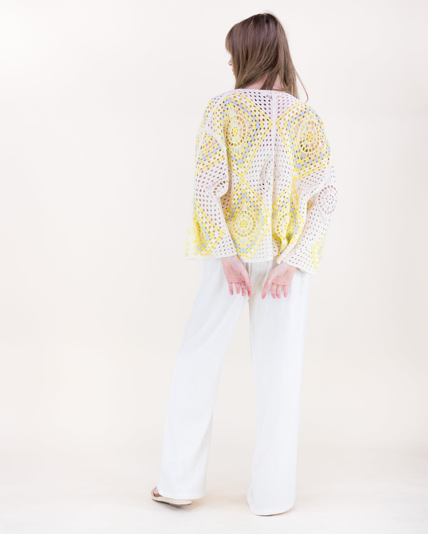 Sunburst Mosaic Open Stitch Long Sleeve Cardigan