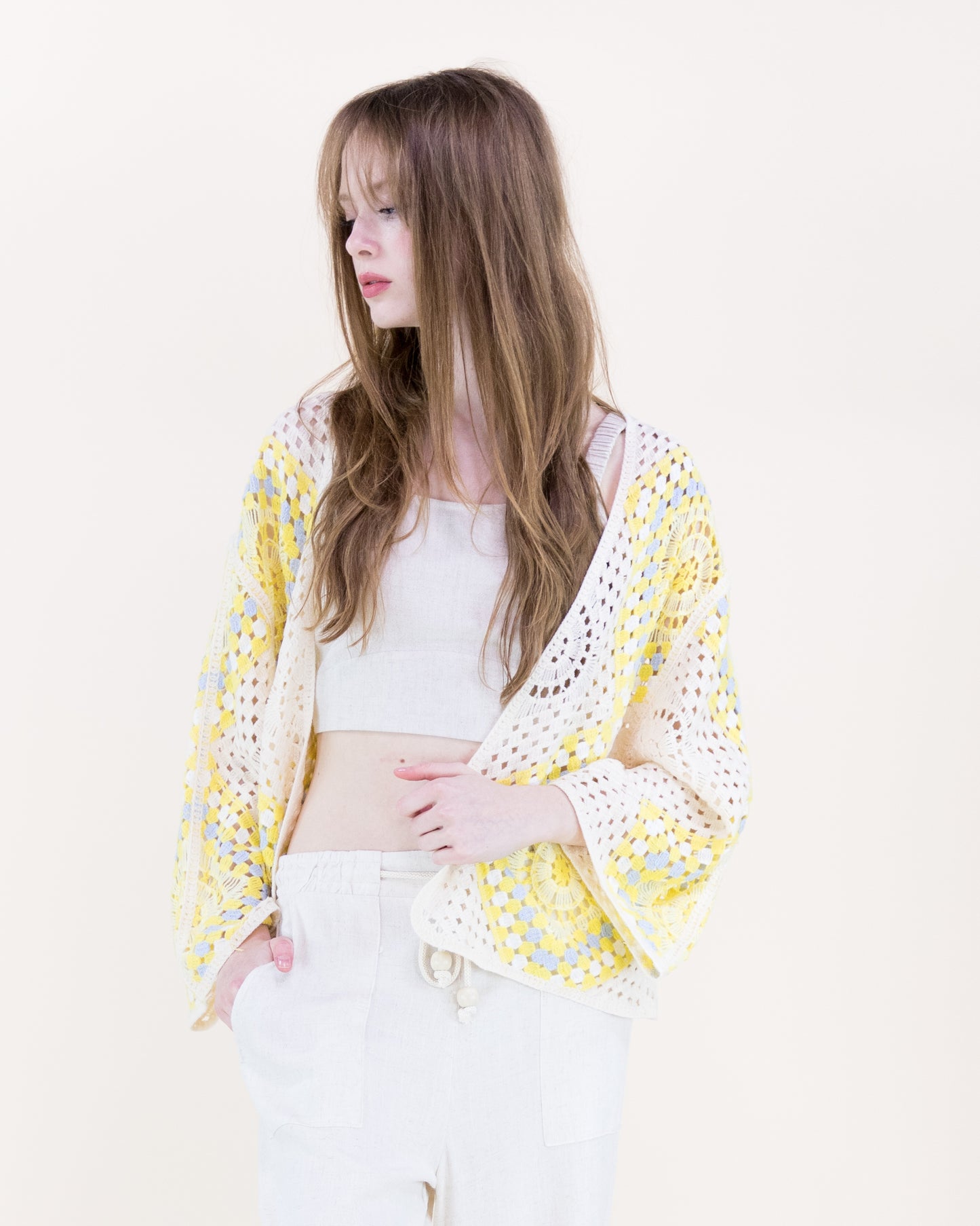 Sunburst Mosaic Open Stitch Long Sleeve Cardigan