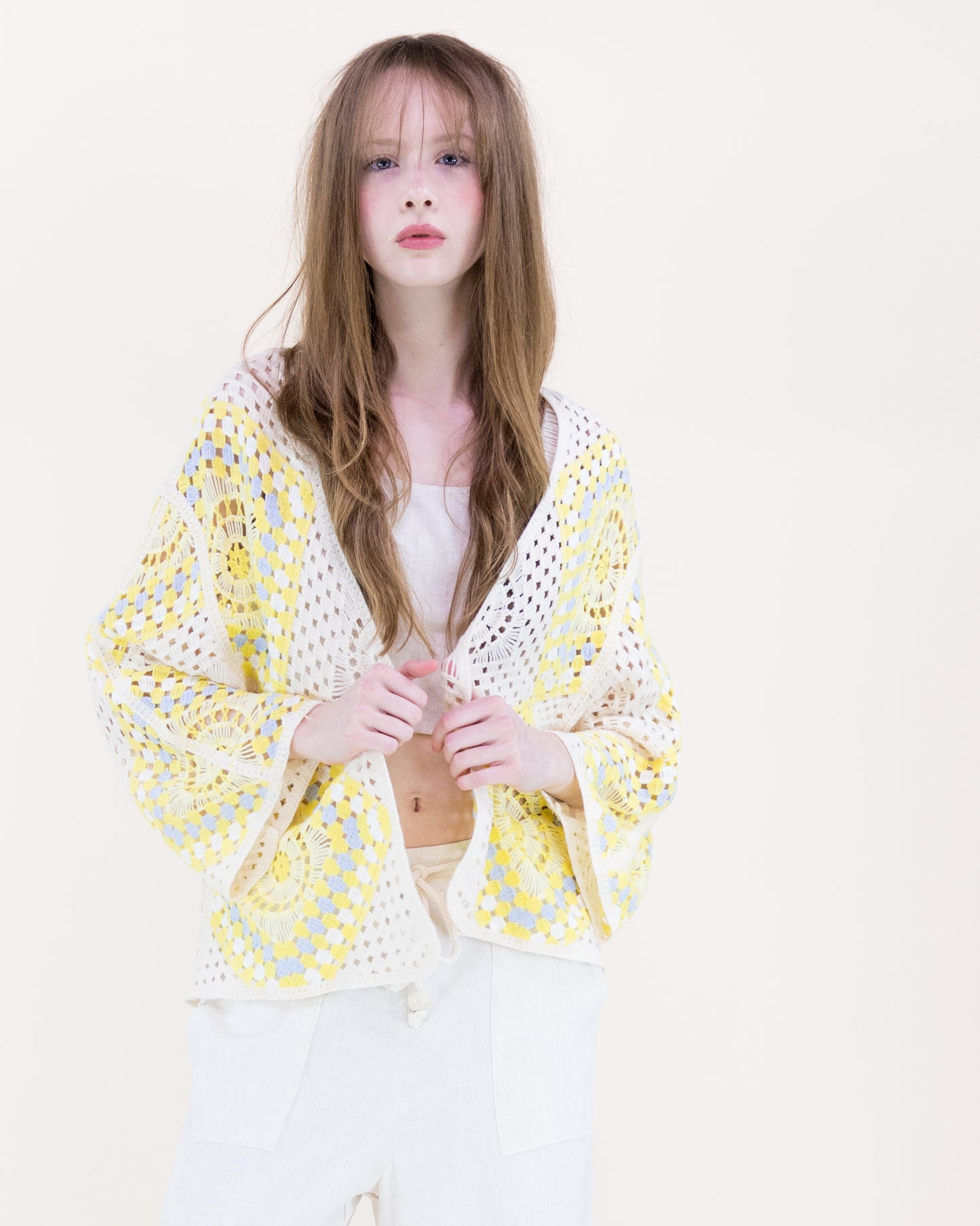 Sunburst Mosaic Open Stitch Long Sleeve Cardigan