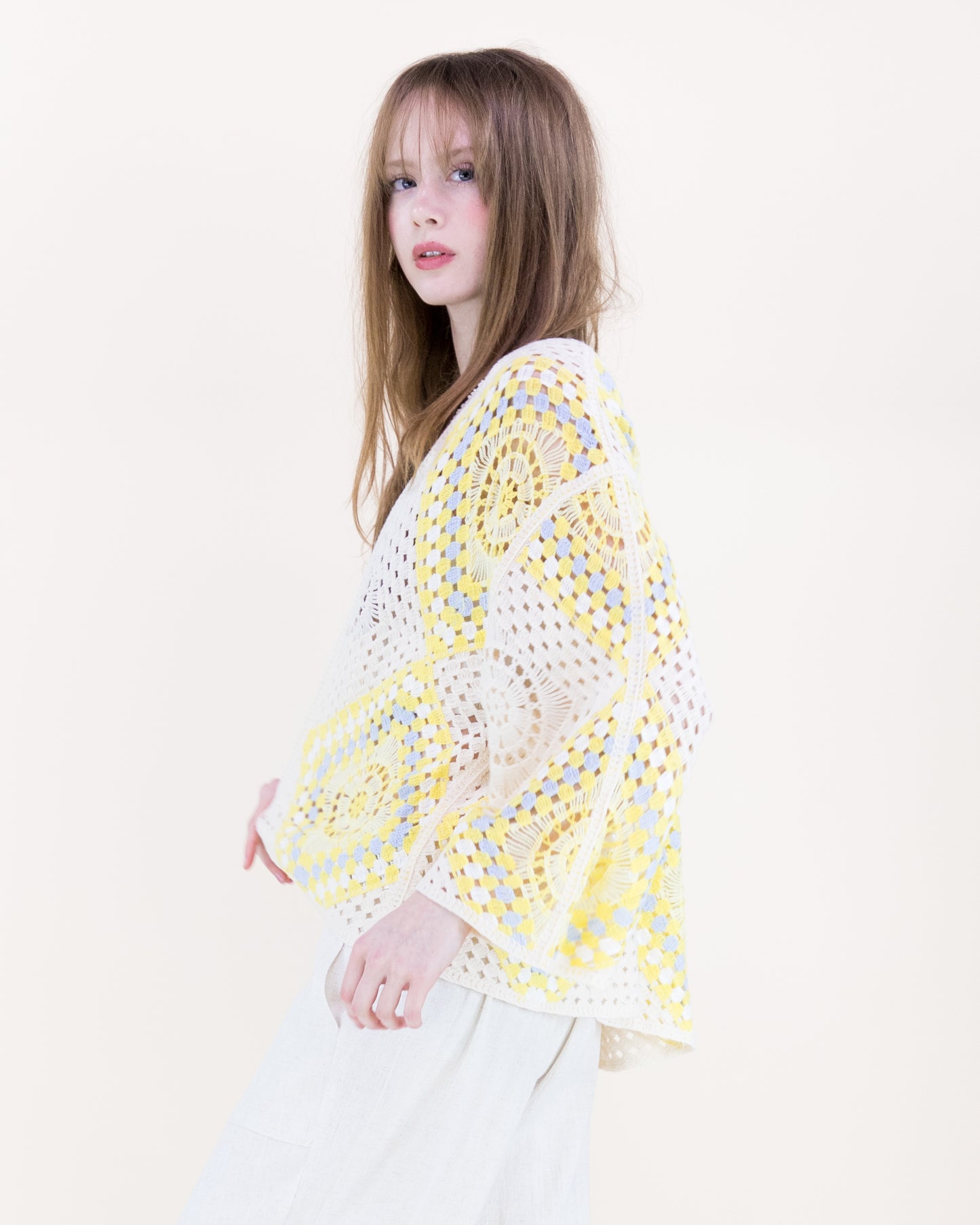 Sunburst Mosaic Open Stitch Long Sleeve Cardigan