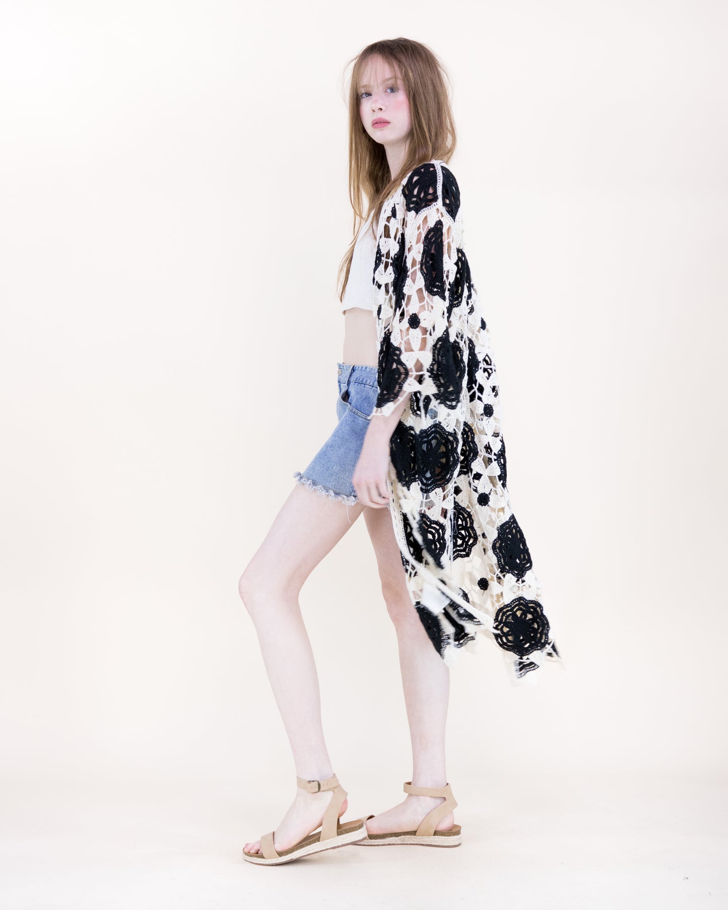 Resort Rosette Maxi Crochet Cardigan