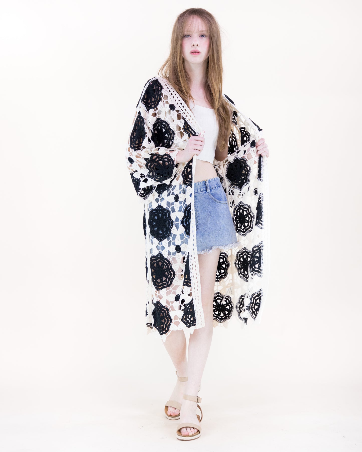 Resort Rosette Maxi Crochet Cardigan