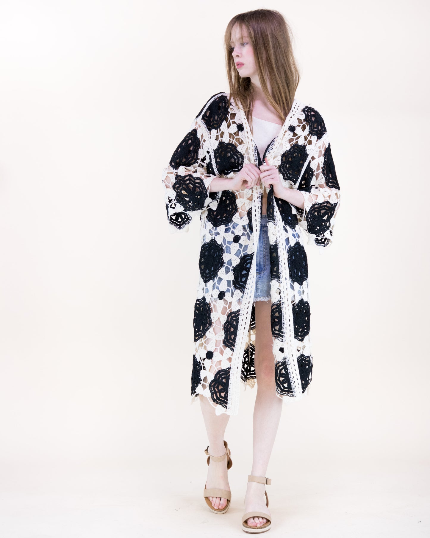 Resort Rosette Maxi Crochet Cardigan