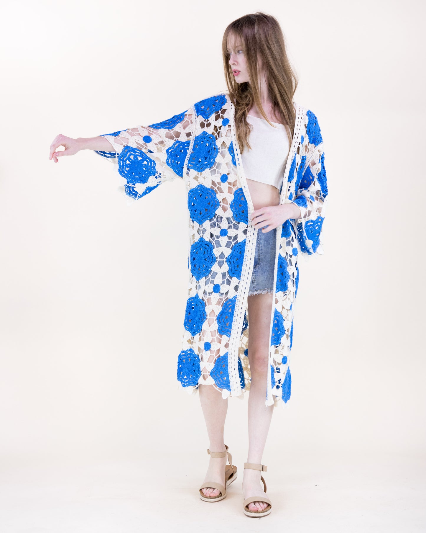 Resort Rosette Maxi Crochet Cardigan