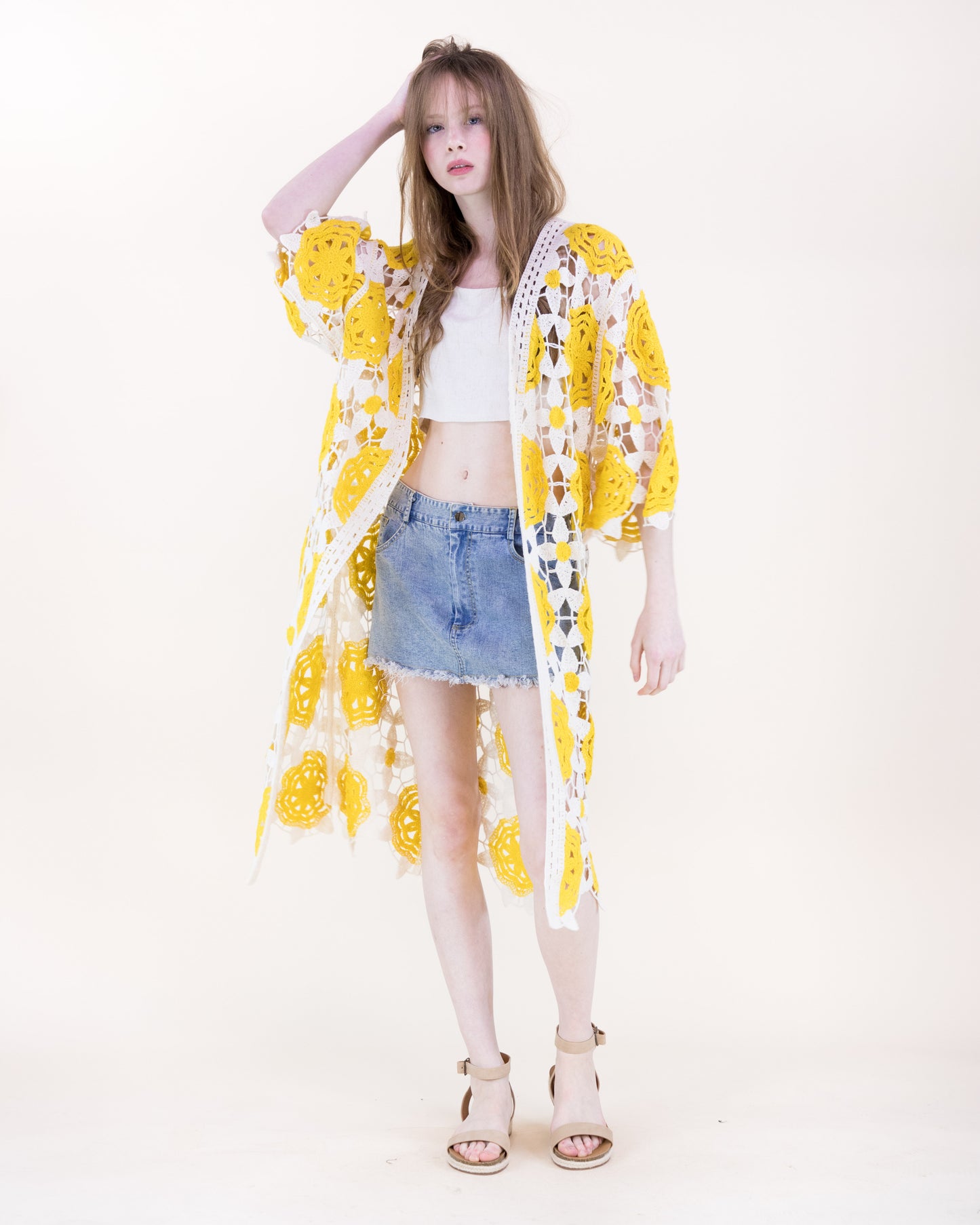 Resort Rosette Maxi Crochet Cardigan