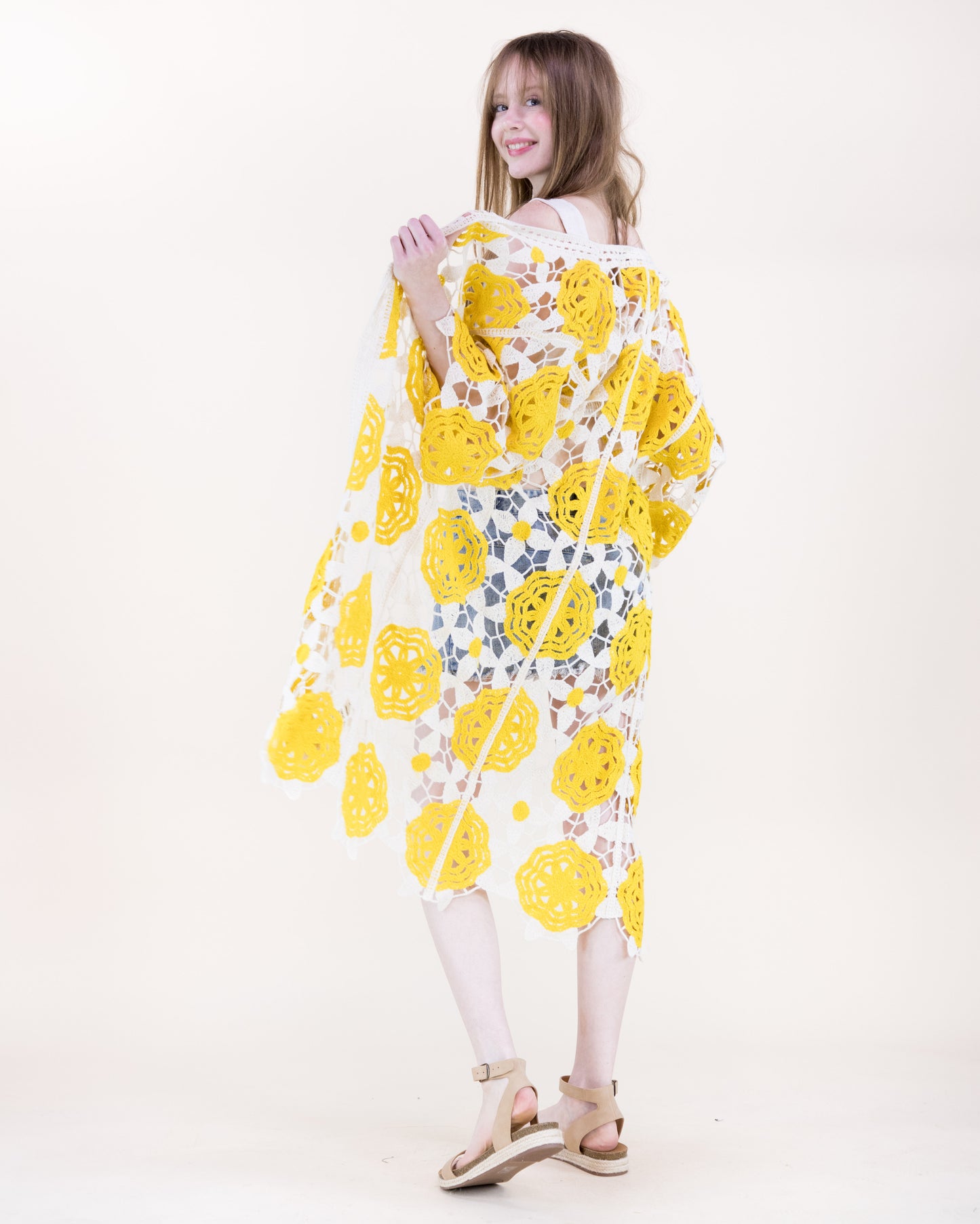 Resort Rosette Maxi Crochet Cardigan