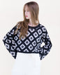 Diamond Crochet Long Sleeve Cropped Summer Sweater