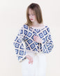 Diamond Crochet Long Sleeve Cropped Summer Sweater
