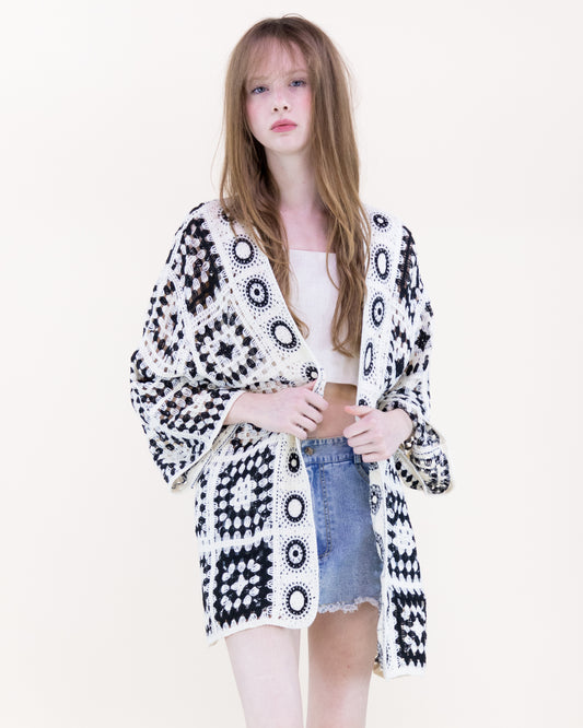 Medallion and Squares Crochet Summer Cardigan