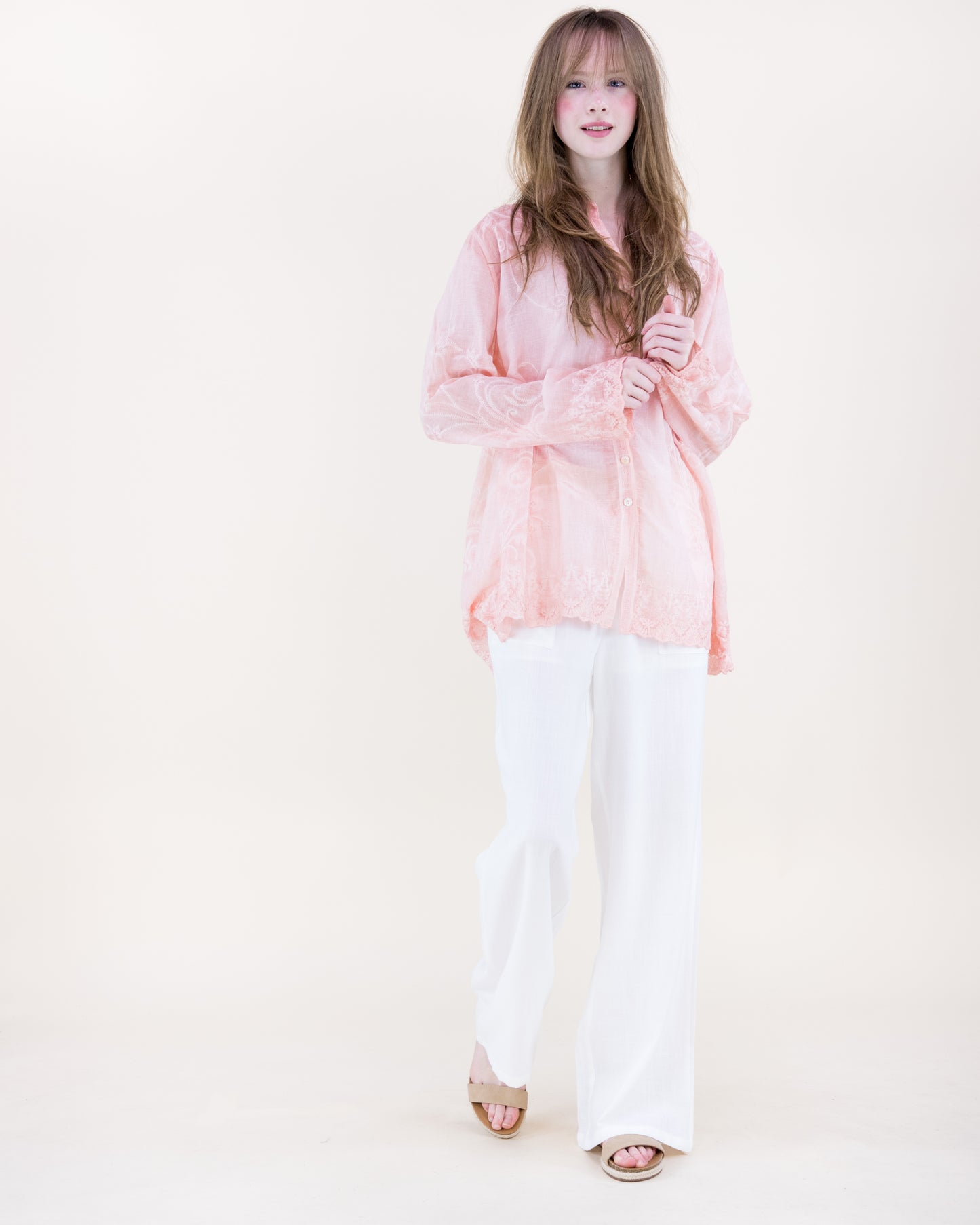 Vine Embroidered Mineral Wash Shirt