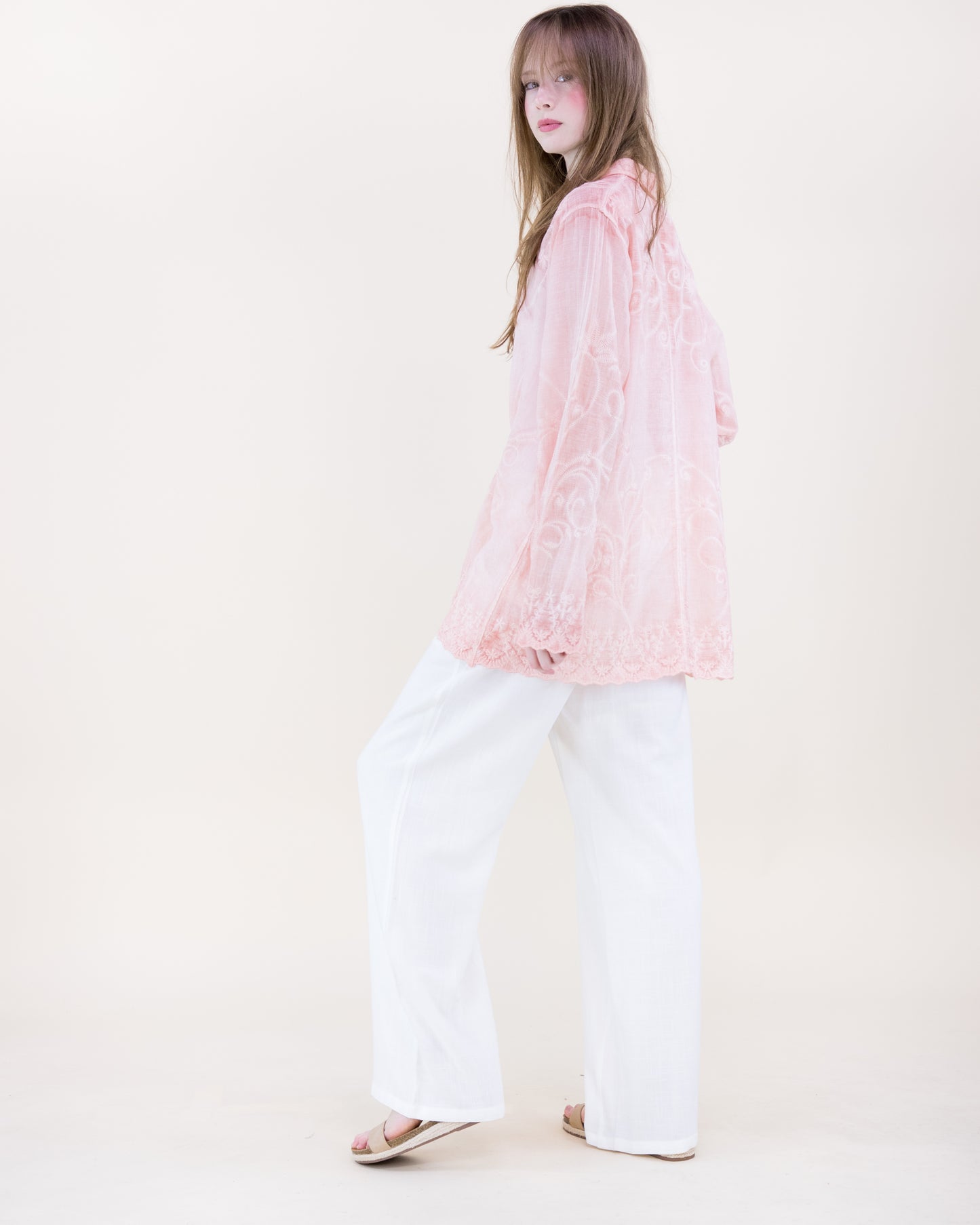 Vine Embroidered Mineral Wash Shirt