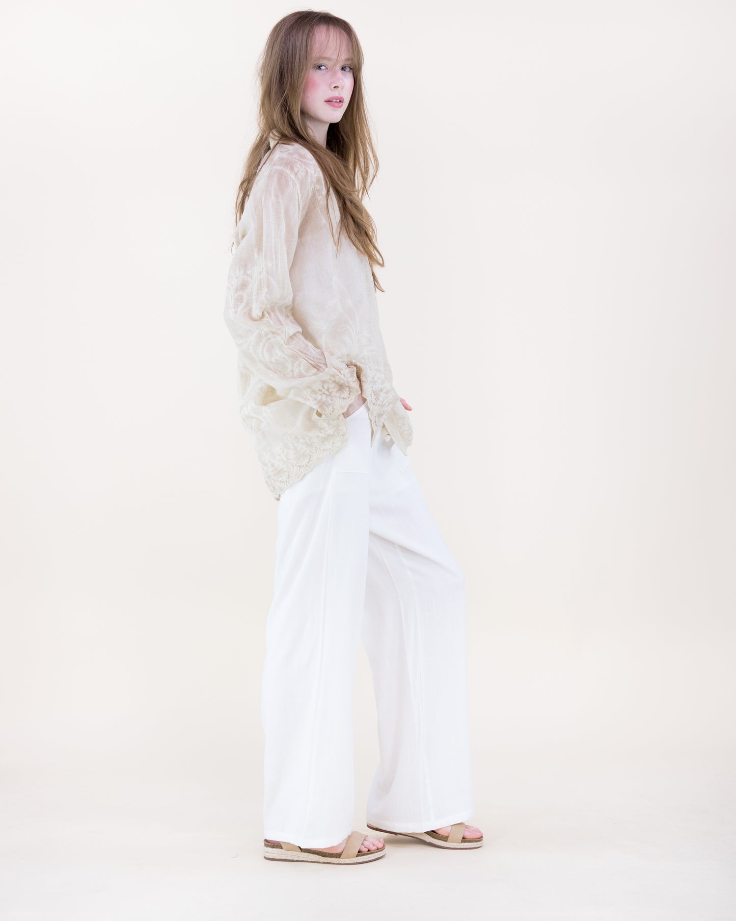 Vine Embroidered Mineral Wash Shirt