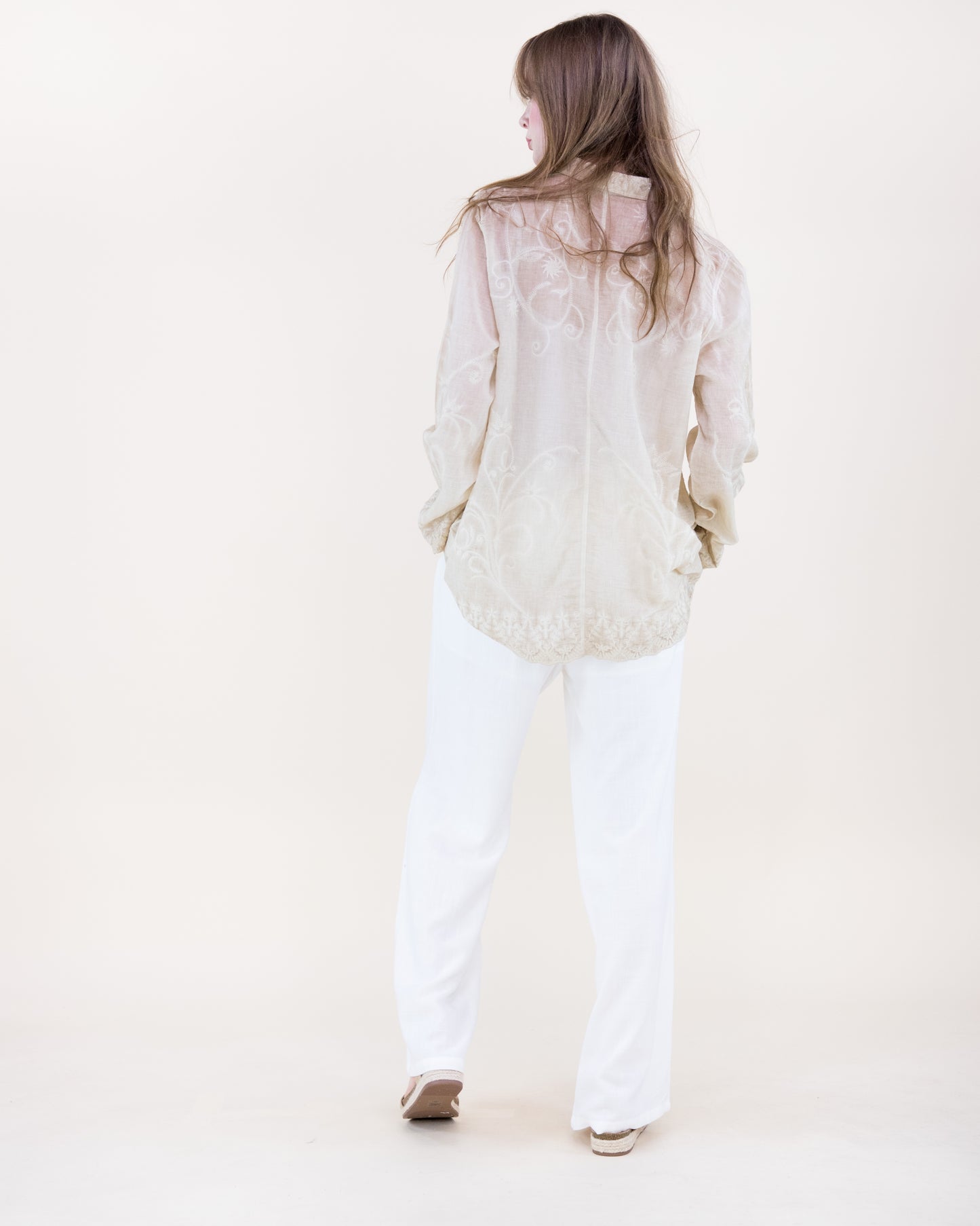 Vine Embroidered Mineral Wash Shirt