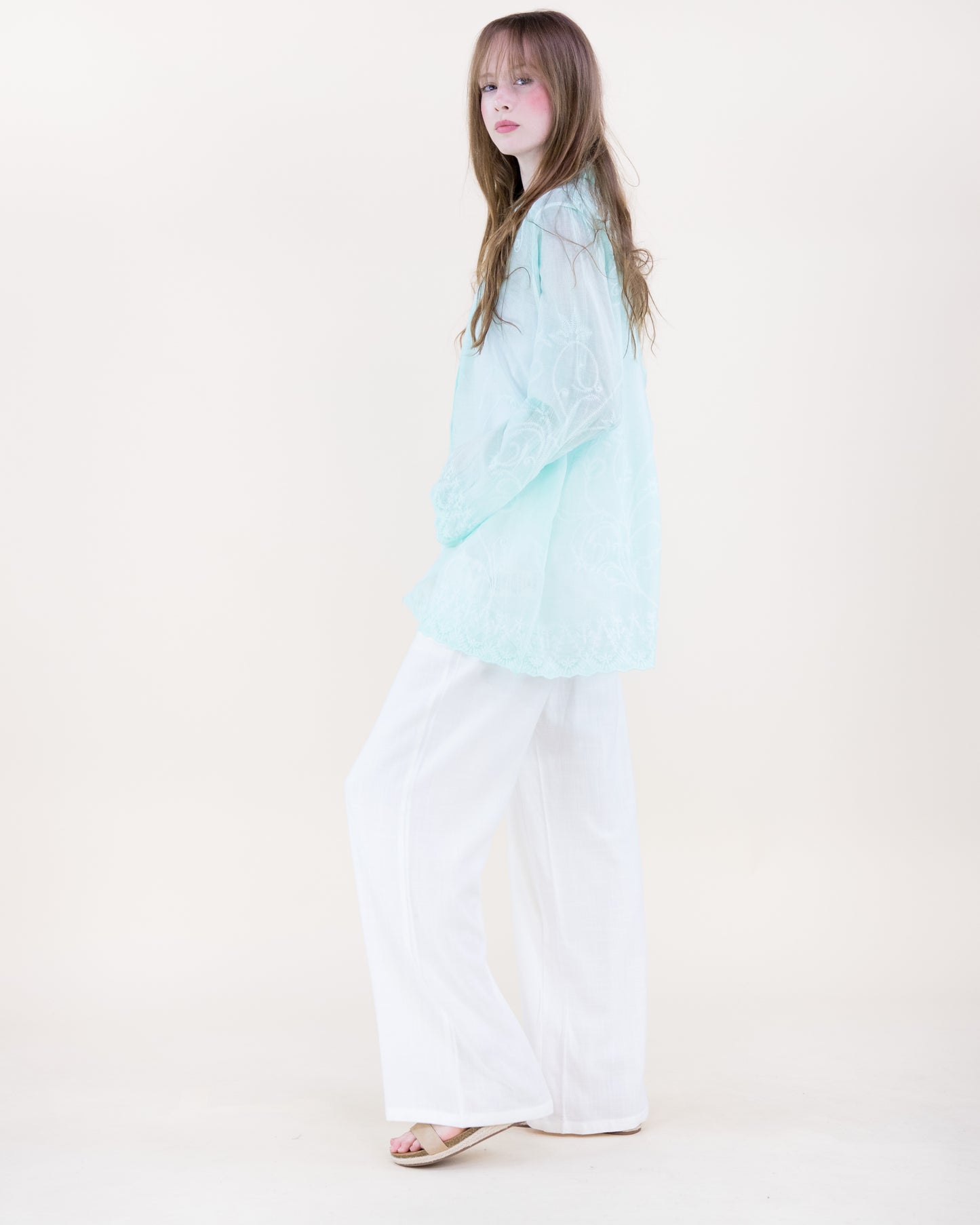 Vine Embroidered Mineral Wash Shirt