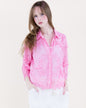 Floral Appliqué Lace-Hem Embroidered Mineral Wash Shirt