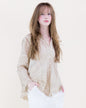 Petal Tile Scalloped Hem Embroidered Mineral Wash Shirt