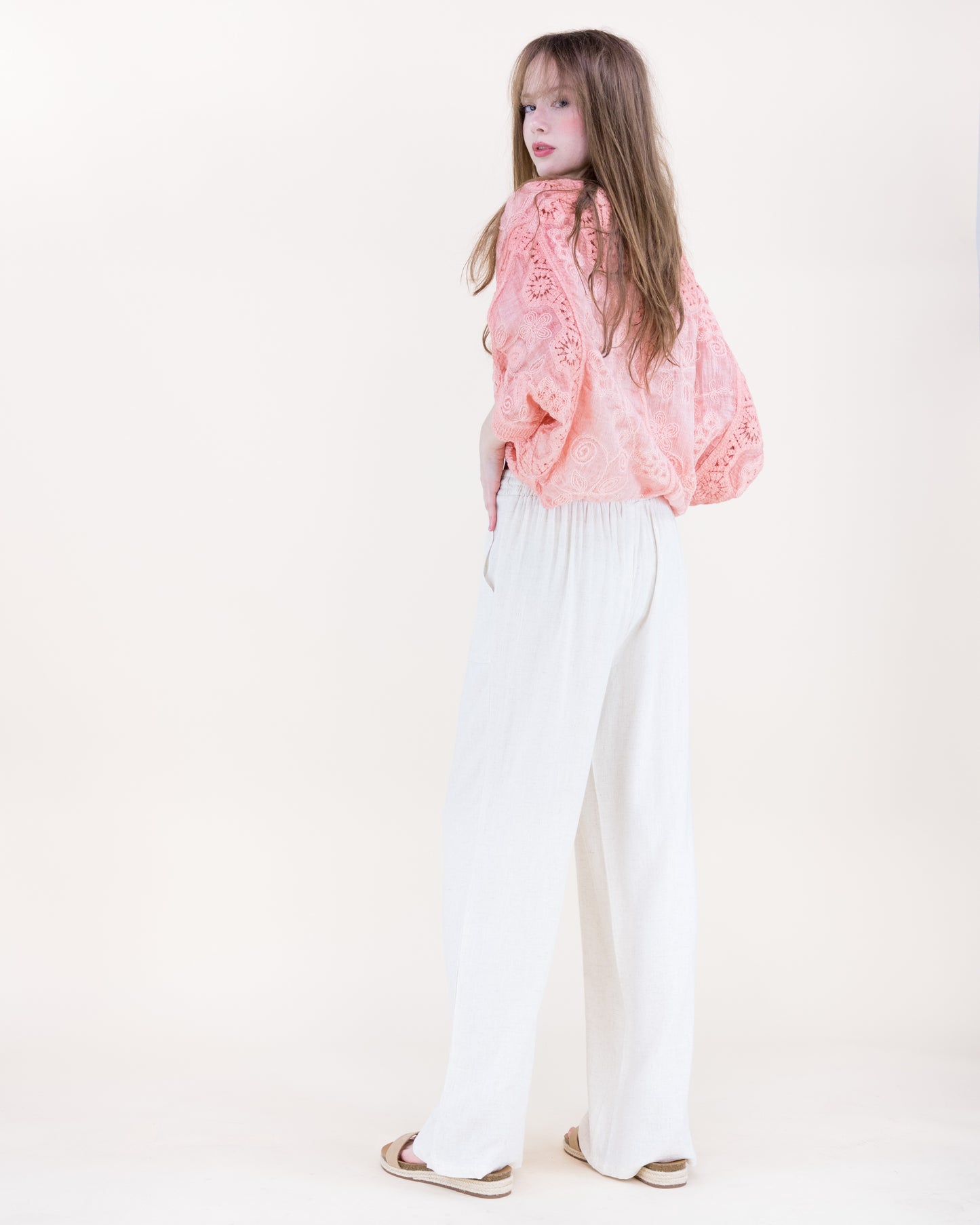 Coral Stone Crochet Bat Wing Tie Dye Cardigan