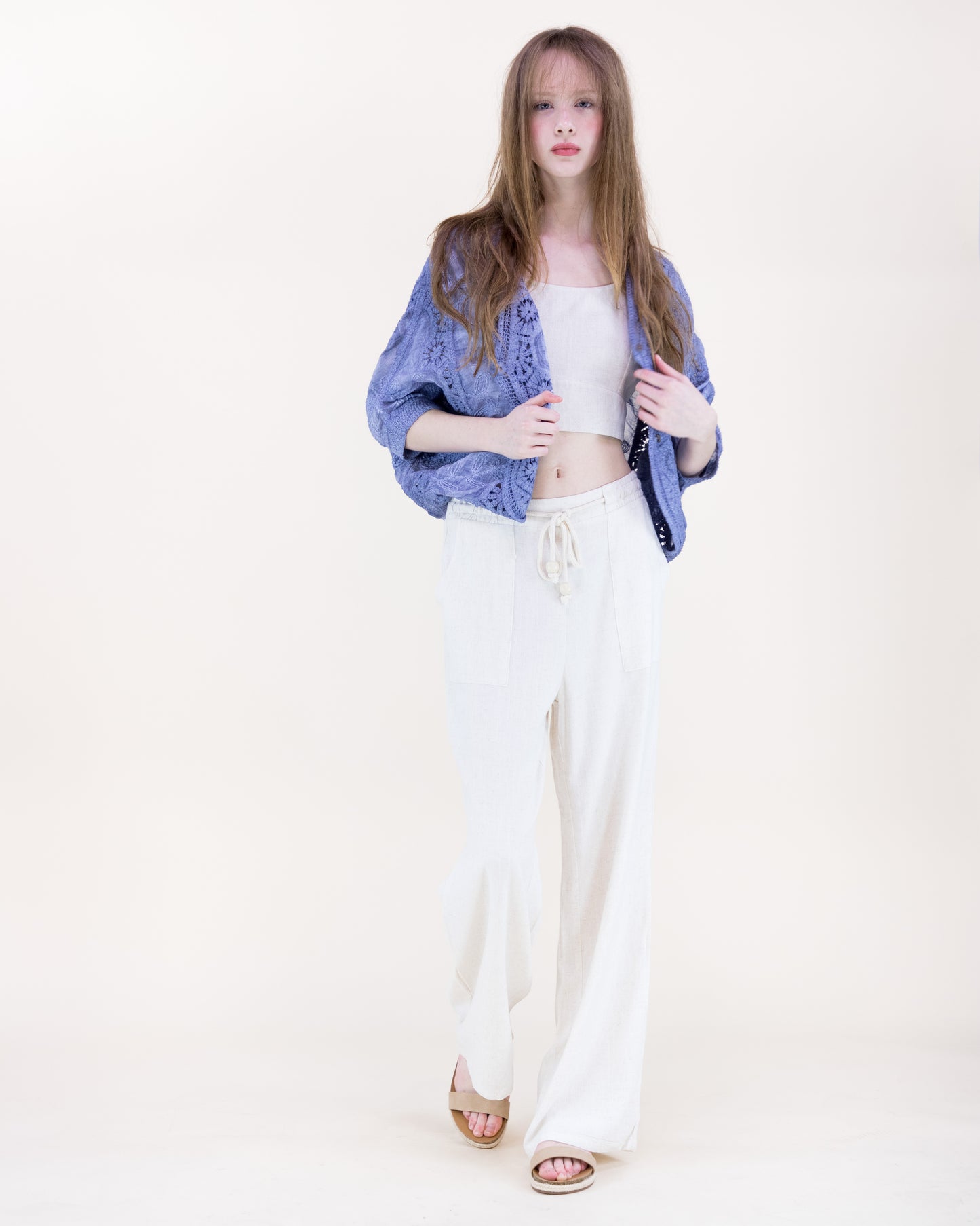Coral Stone Crochet Bat Wing Tie Dye Cardigan