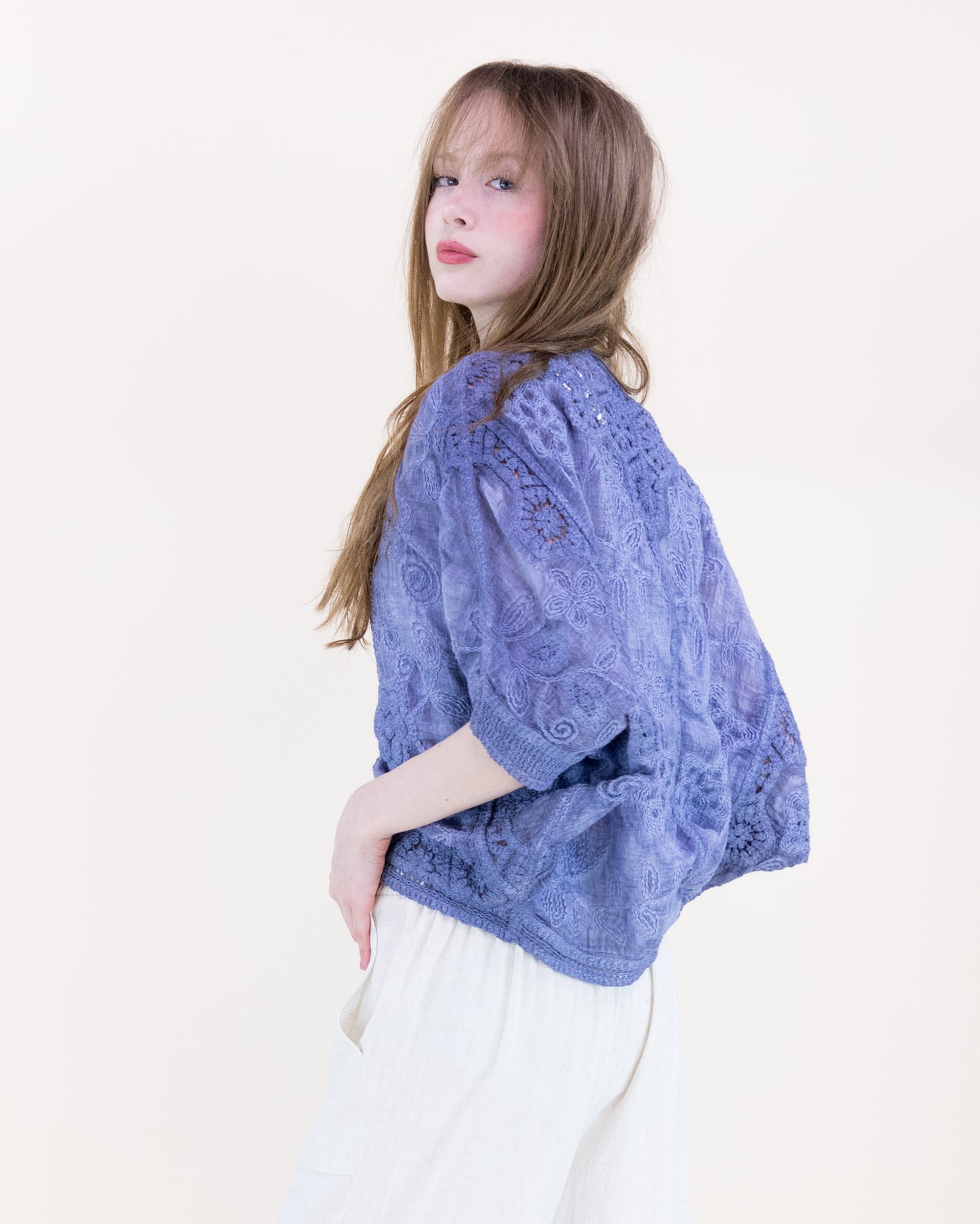 Coral Stone Crochet Bat Wing Tie Dye Cardigan