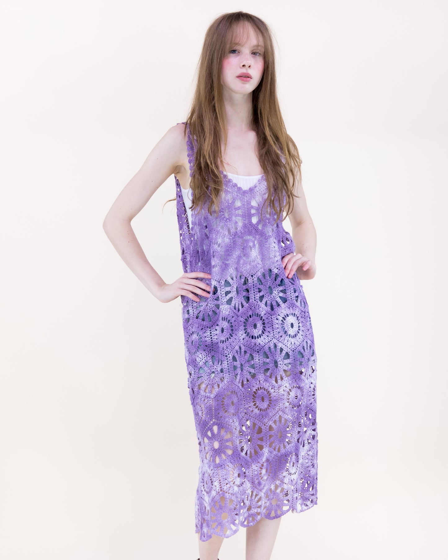 Coral Stone Crochet Tie Dye Dress